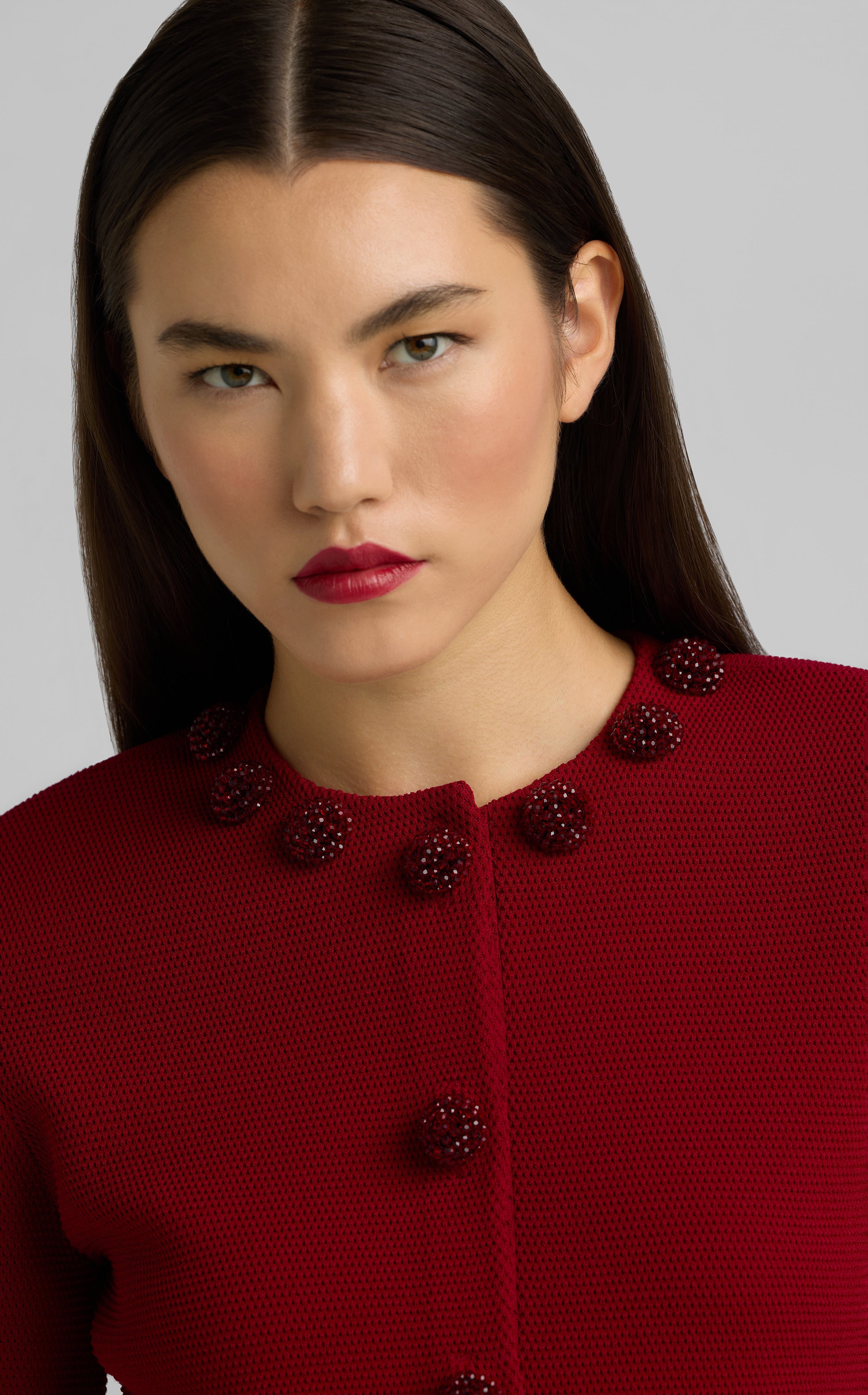 Pique Knit Jeweled Cardigan – St. John Knits