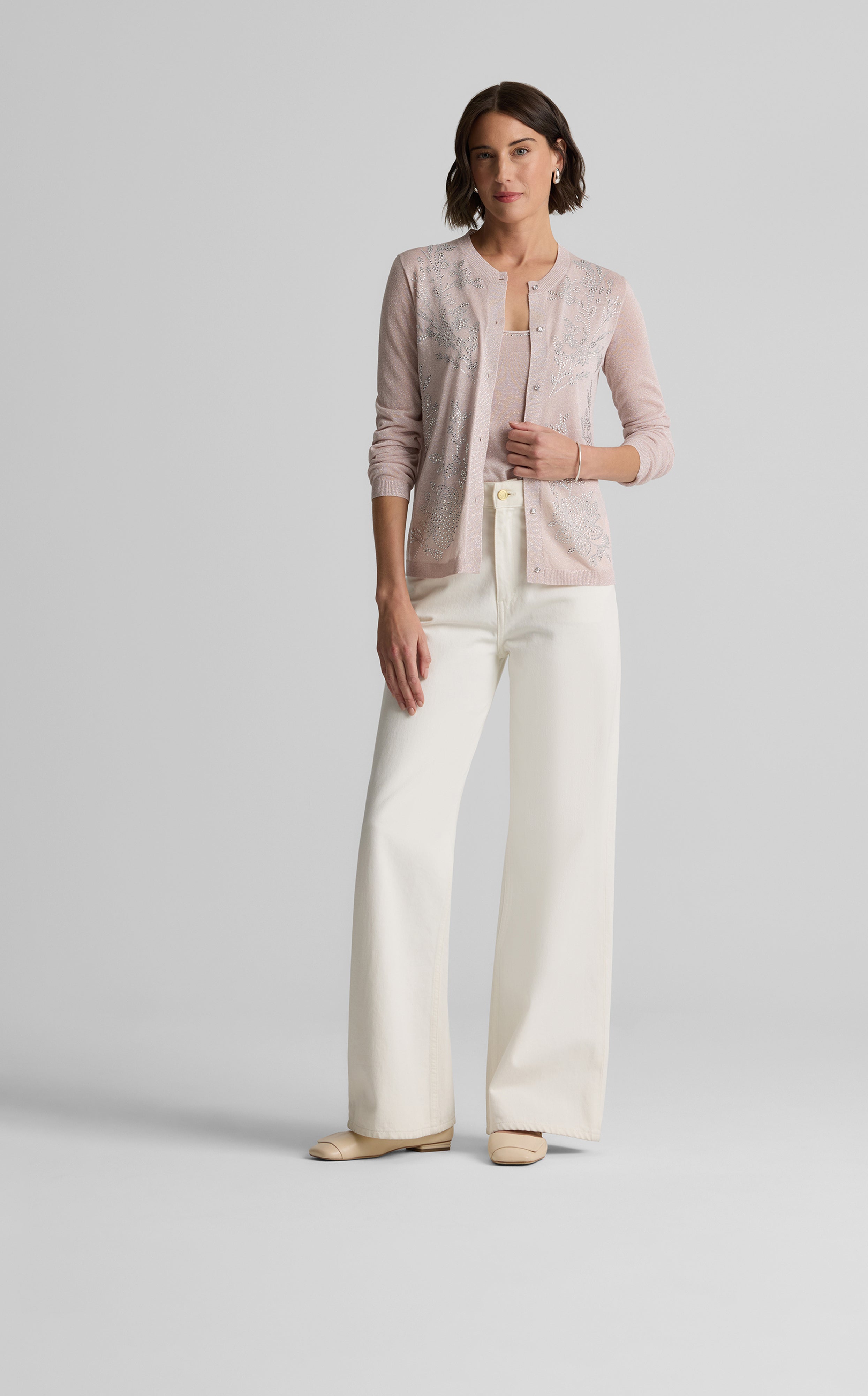 She's Daily Viscose Half-High Knit Set-Up ★5color Dawn Cardigan in Embellished Knit – St. John Knits