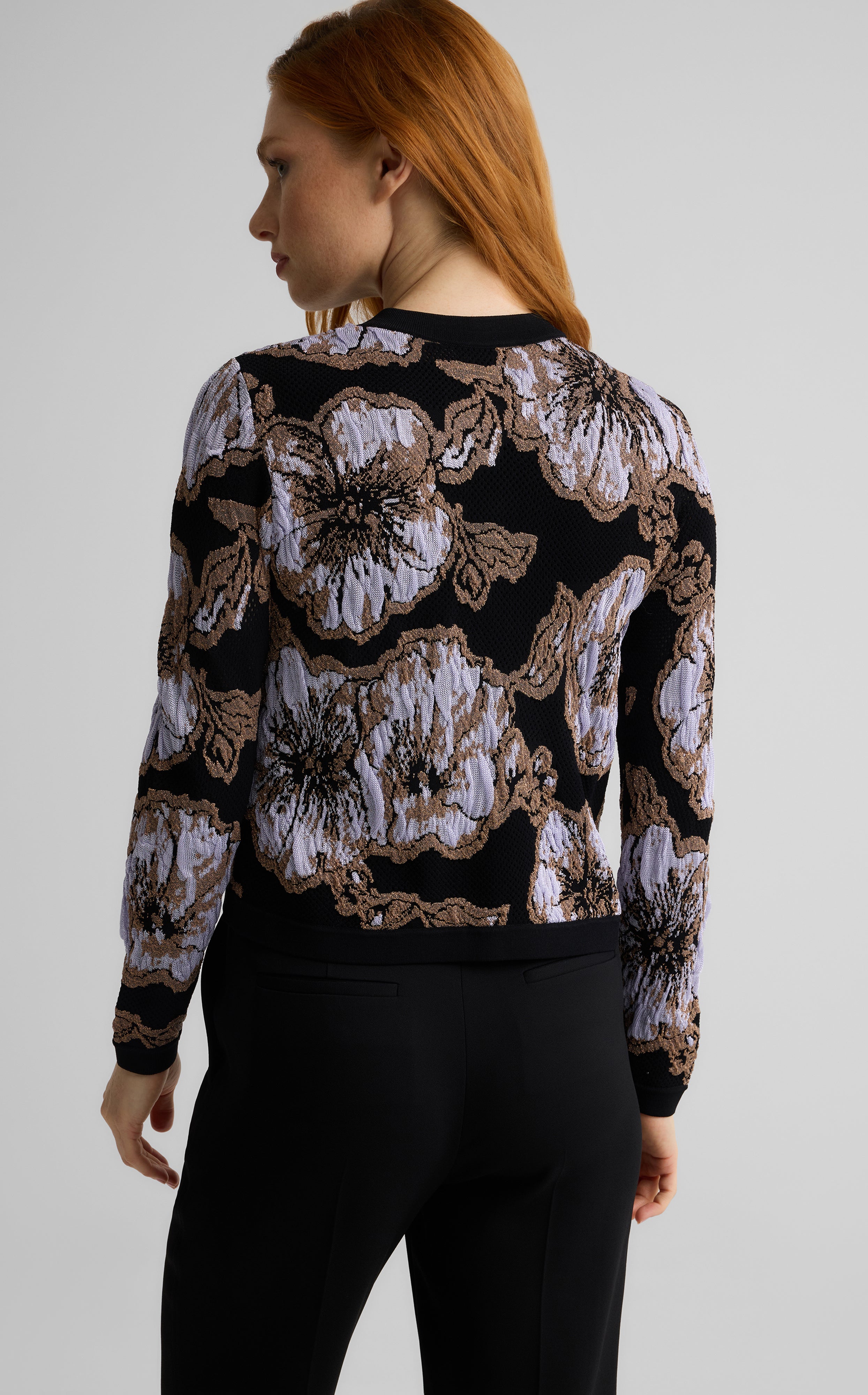 Marlene Cardigan in Poppy Floral Knit | St. John Knits