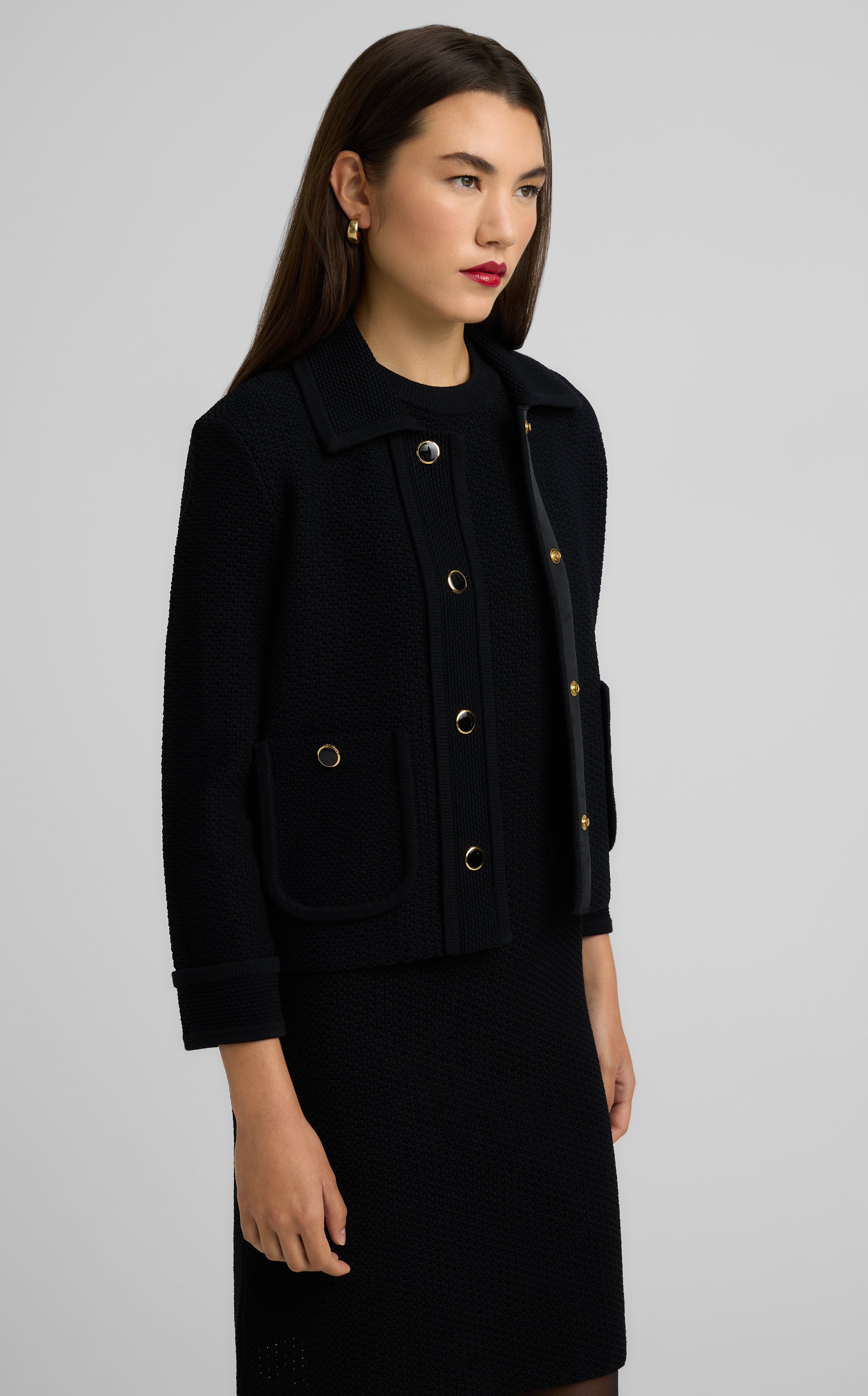 ジャケット・アウター accent pattern knit jacket(unisex)/black accent pattern knit jacket(unisex)/black