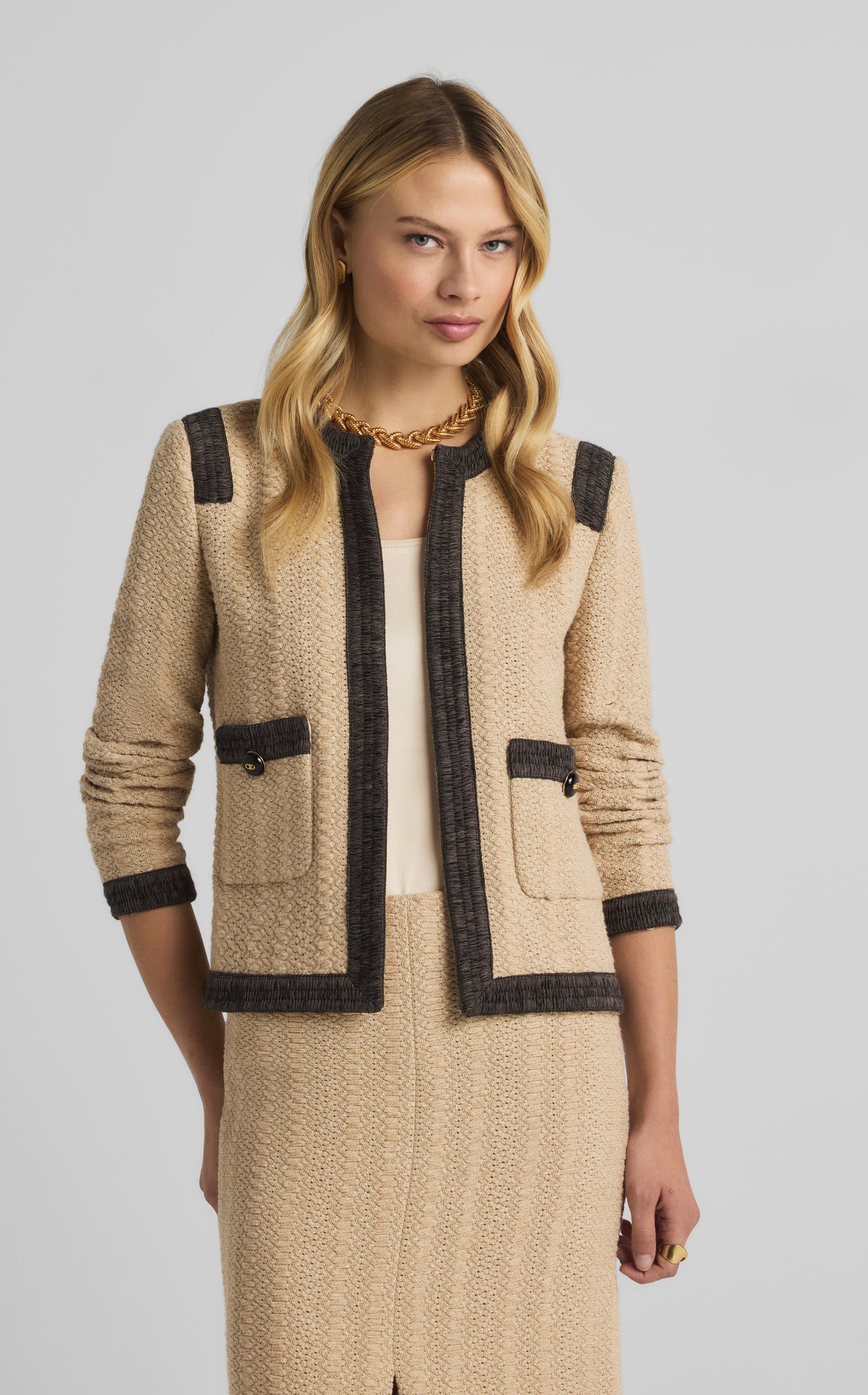 Basketweave Knit Jacket