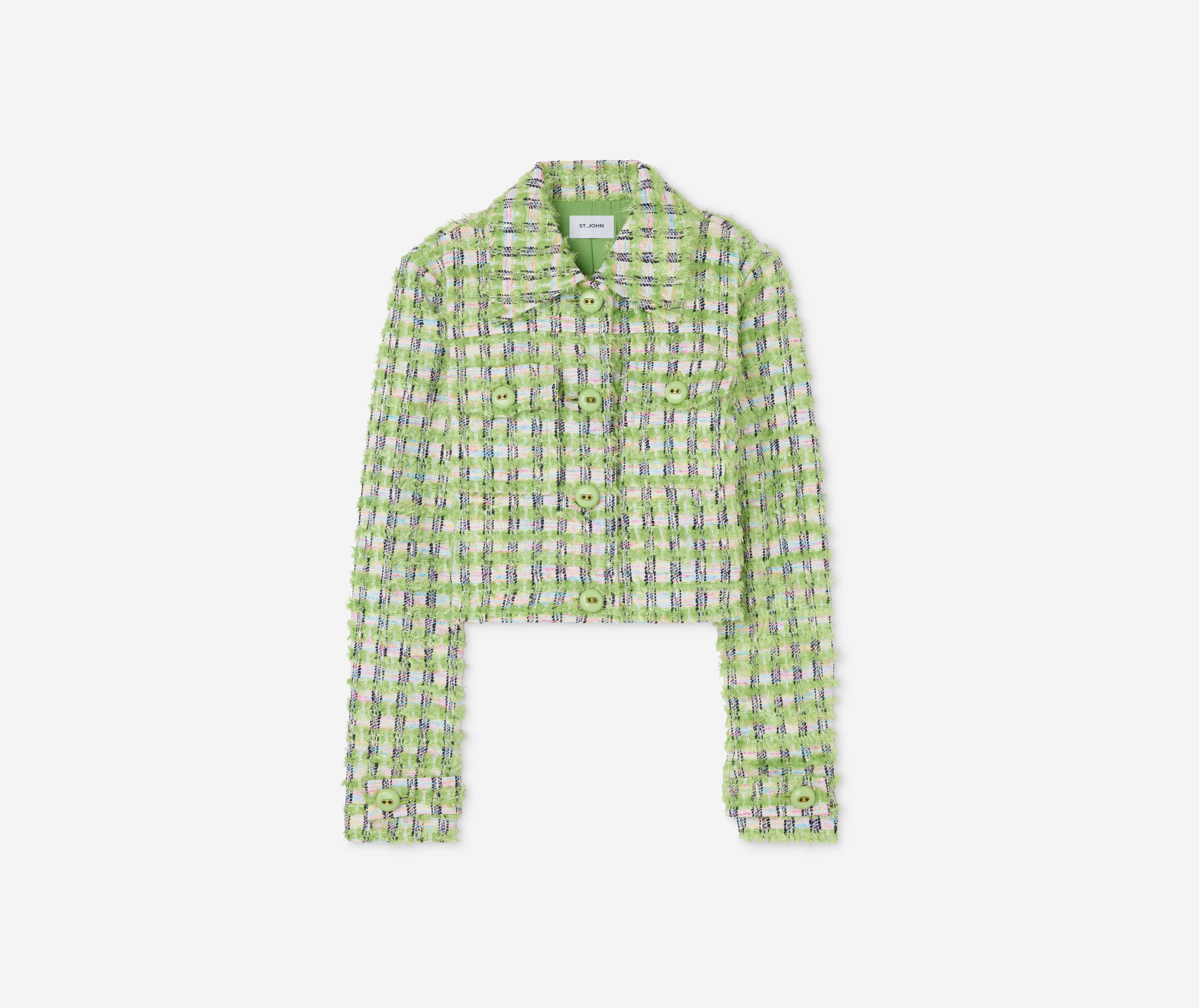 Eyelash Plaid Tweed Knit Jacket – St. John Knits