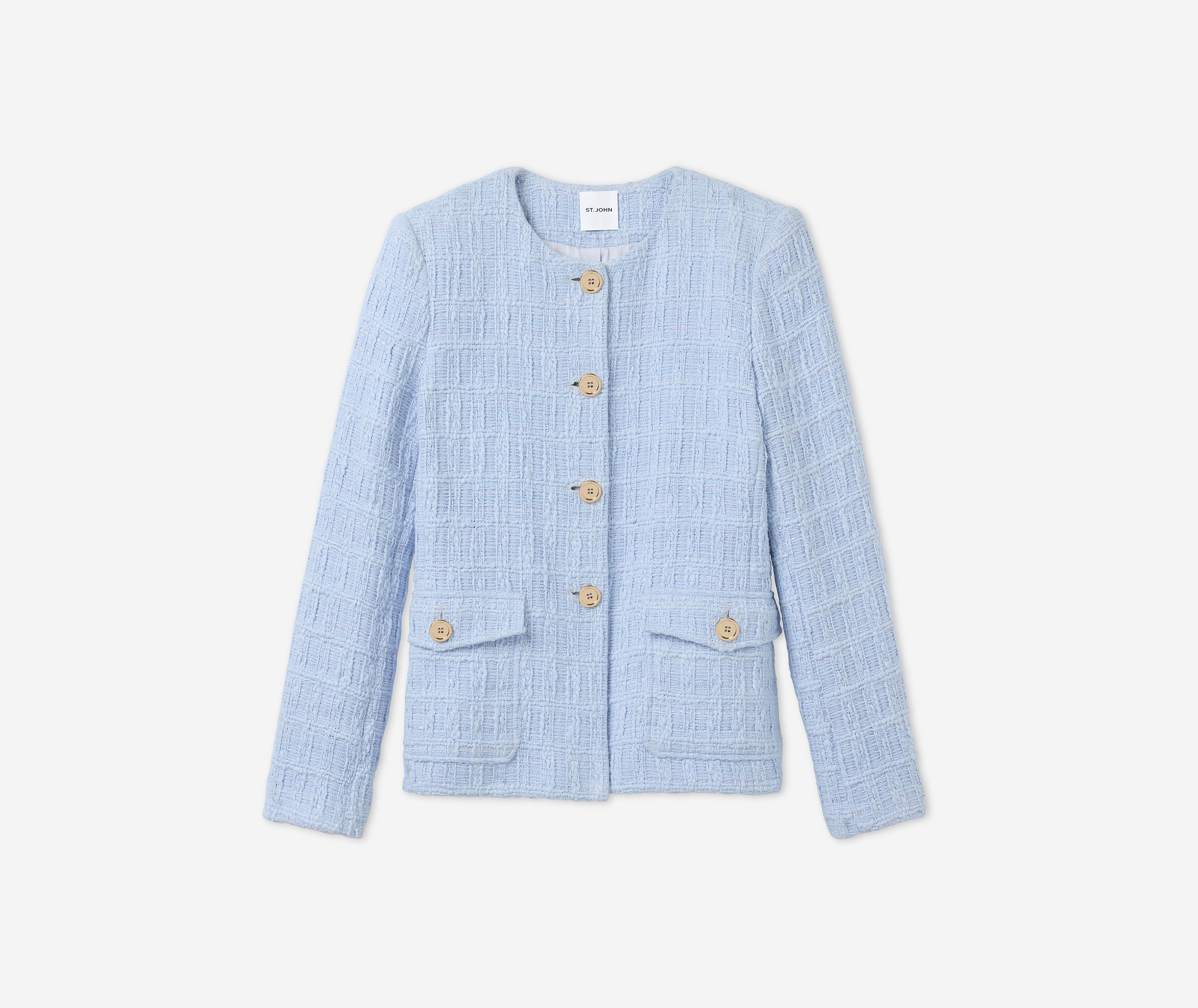 【ALUDE】4pockeL siver button tweed jacket Arden Jacket in Lenox Tweed – St. John Knits
