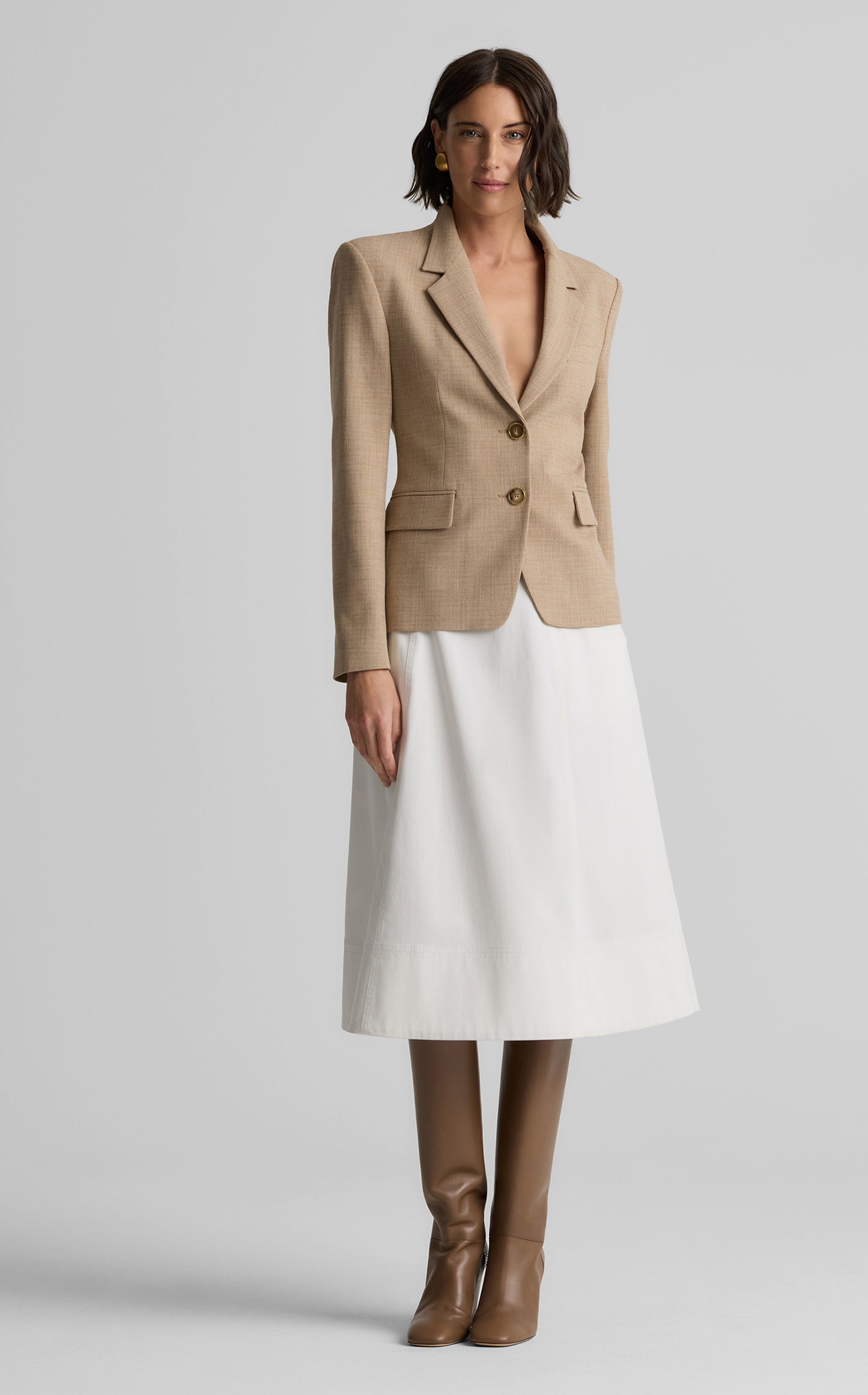 Paige Jacket in Stretch Plaid Suiting