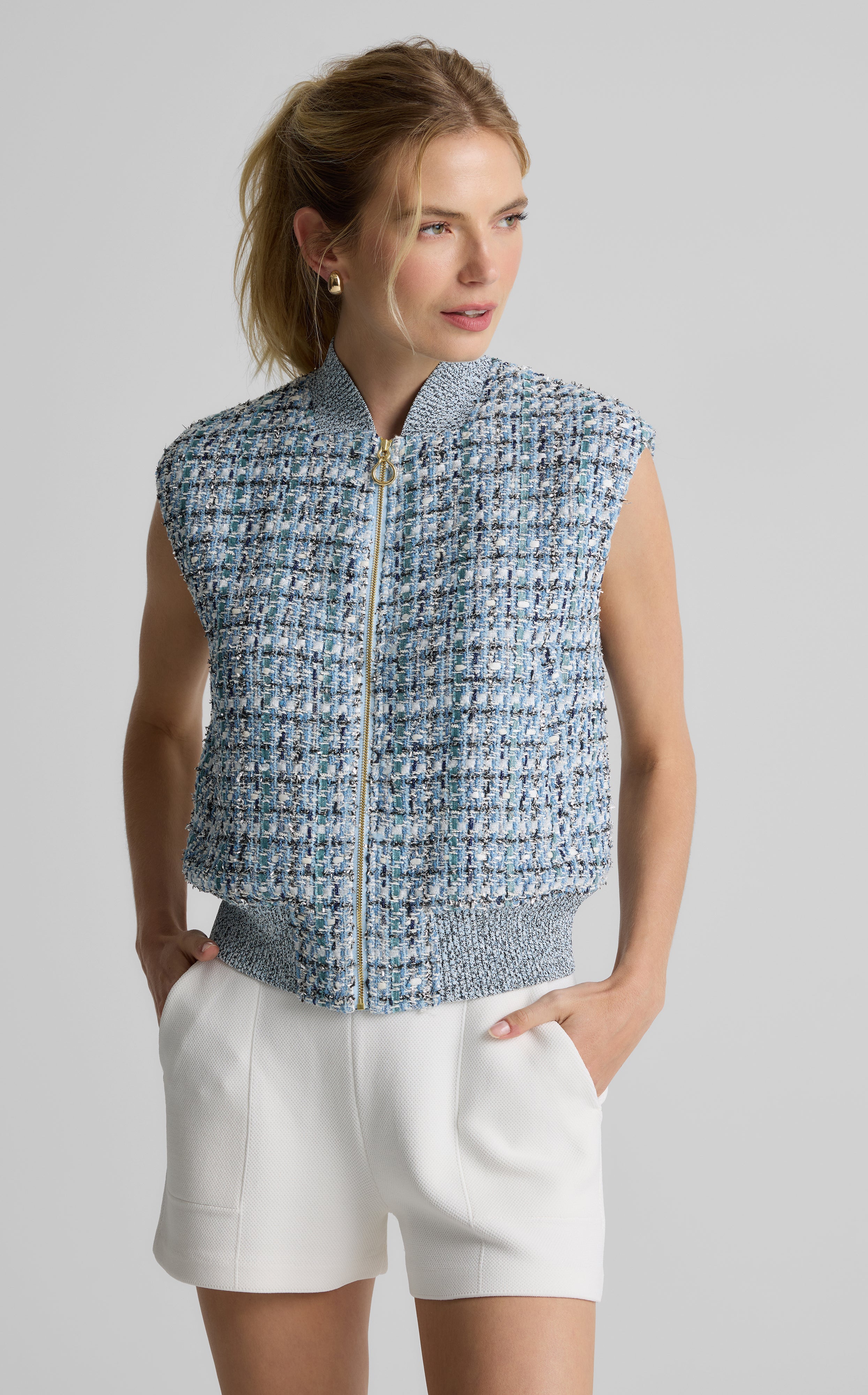 トップス LIDNM LIGHT TWEED ZIP VEST LIDNM（リドム）の「LIGHT TWEED ZIP VEST（ベスト）」 - WEAR