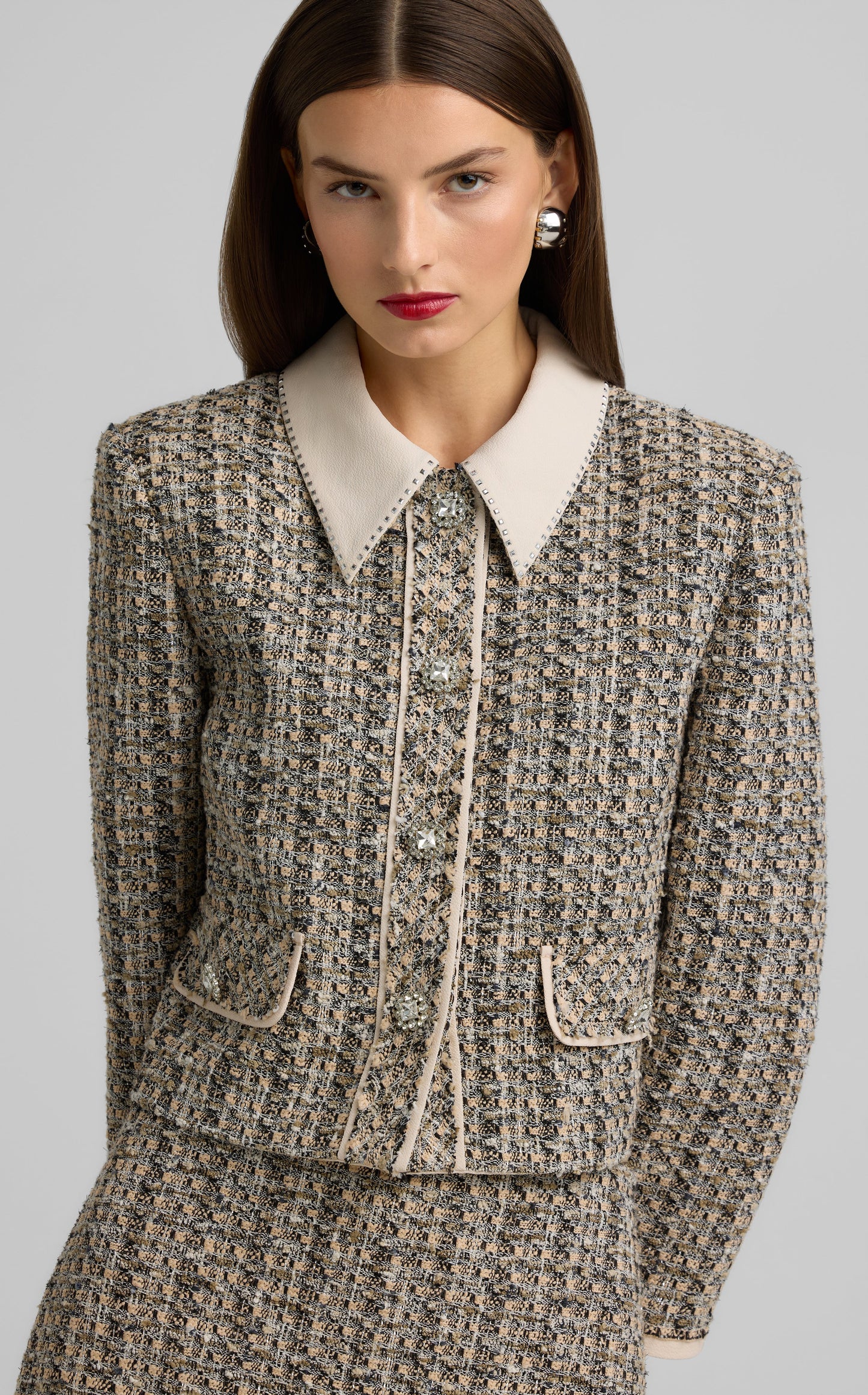 Metallic Tweed Collage Jacket