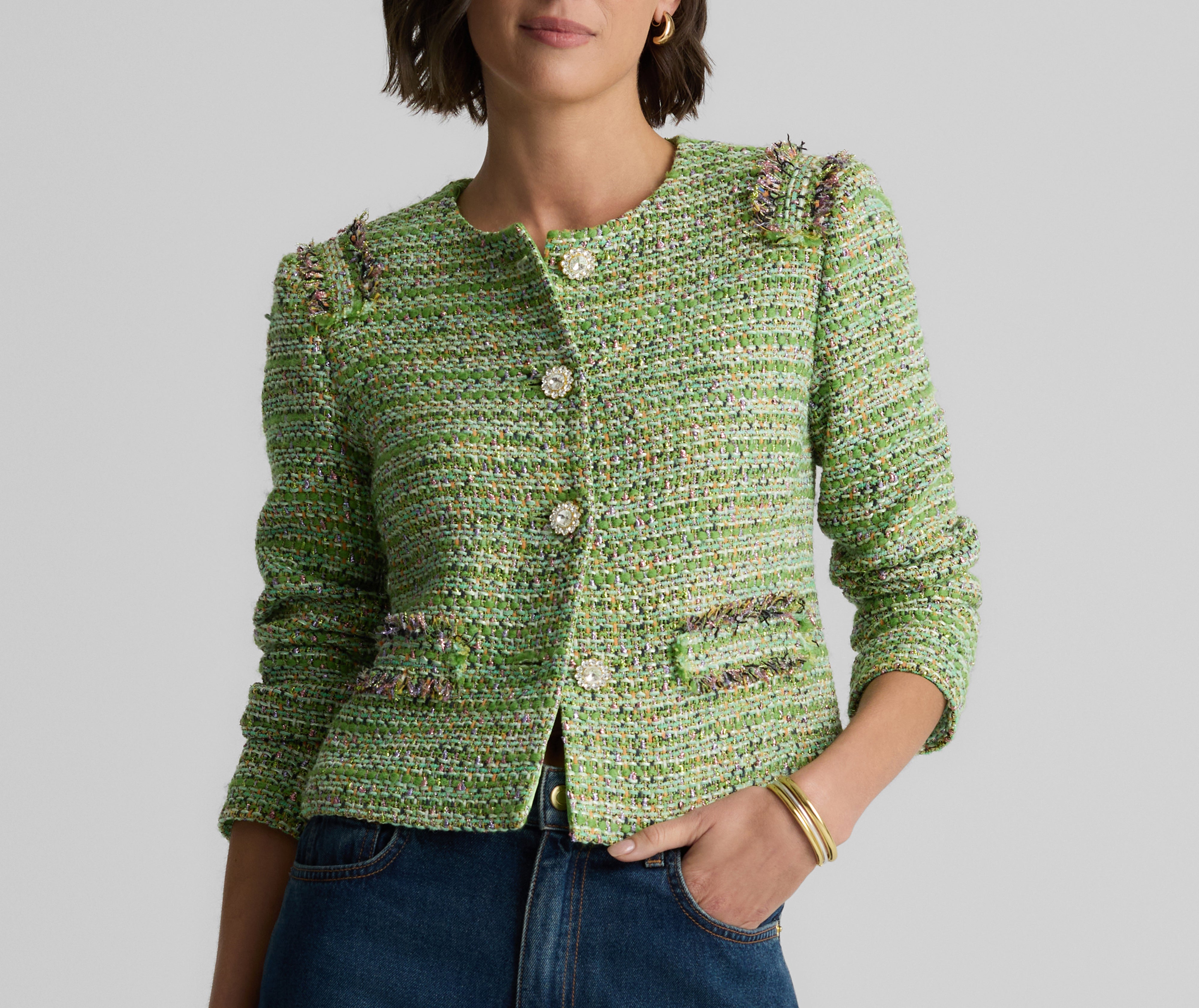 【louren】tweed middle coat tweed half coat – louren store