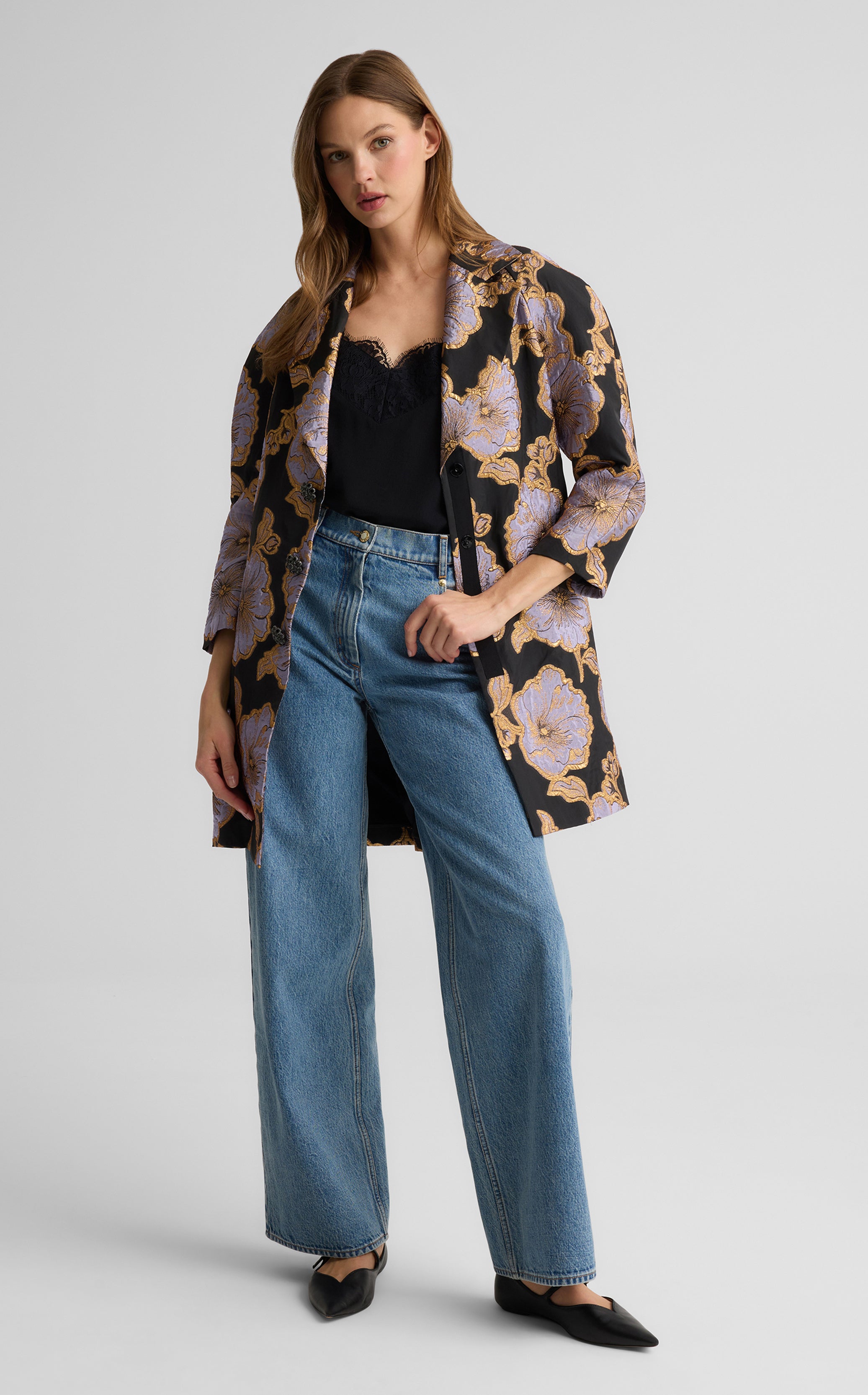 Maxine Jacket in Poppy Floral Jacquard | St. John Knits