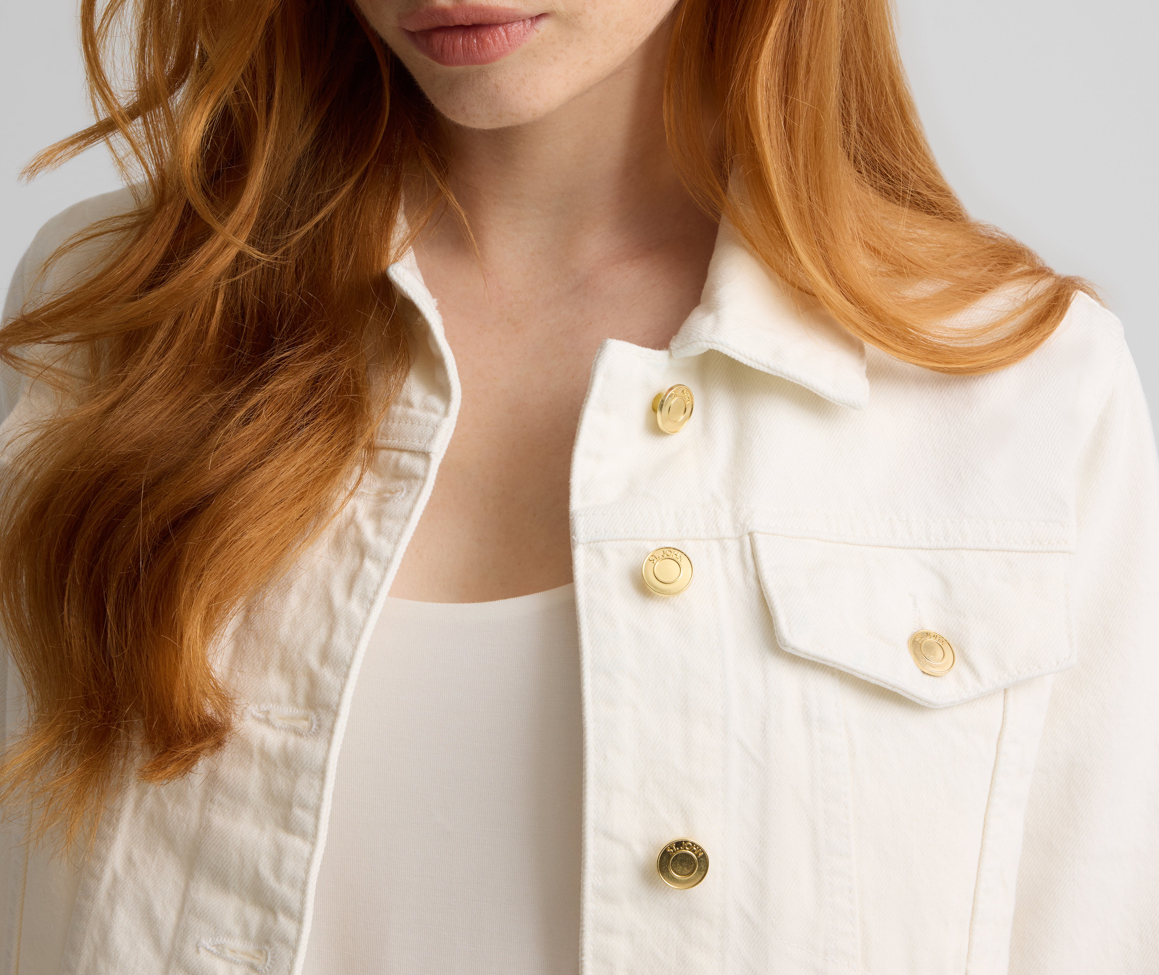 ジャケット・アウター gold button collarless denim jacket 9zero1 cropped denim jacket Daisy yellow | Replay Jeans