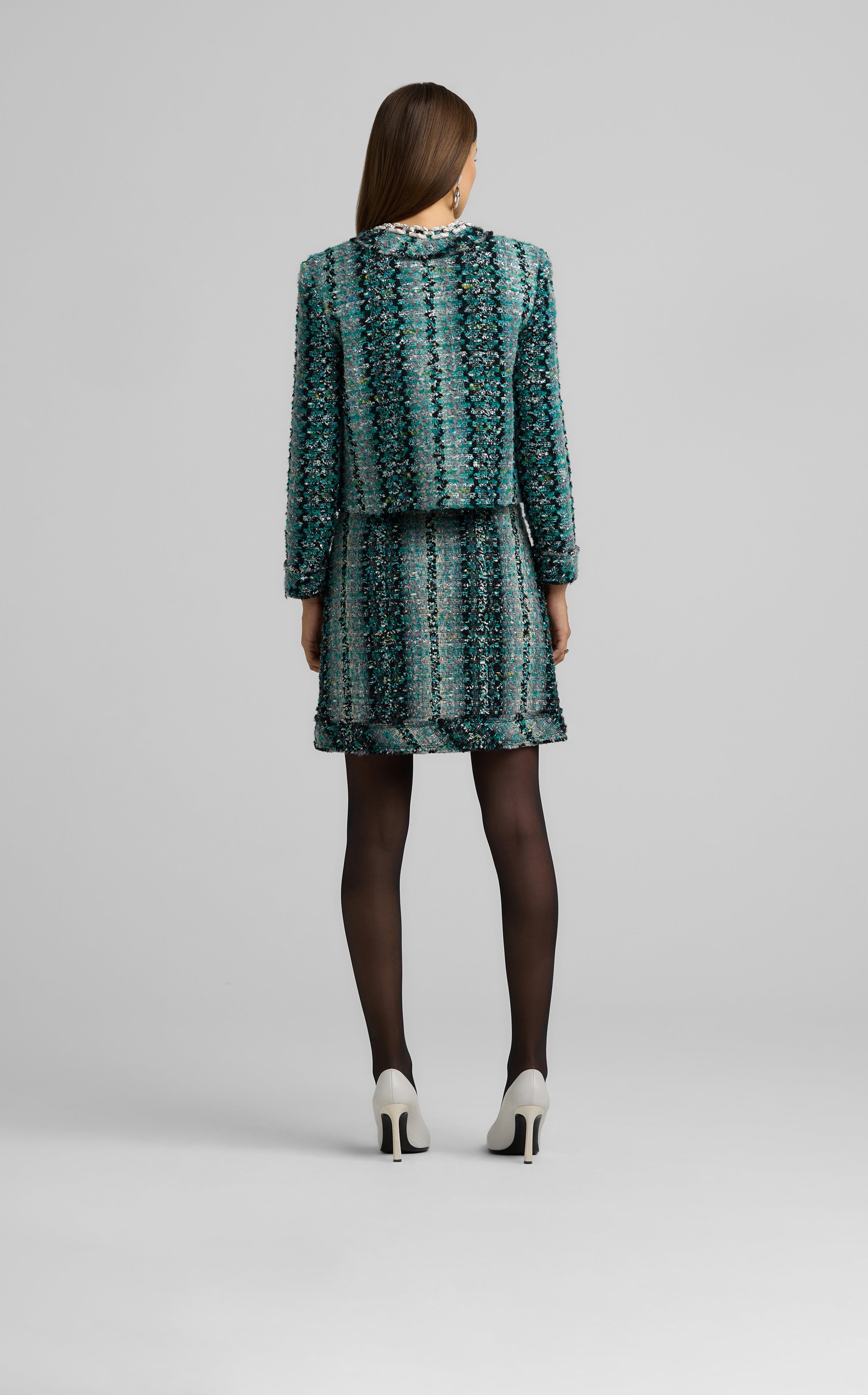 スカート TWEED SIDE ROUND SKIRT Foiled Tweed Skirt – St. John Knits