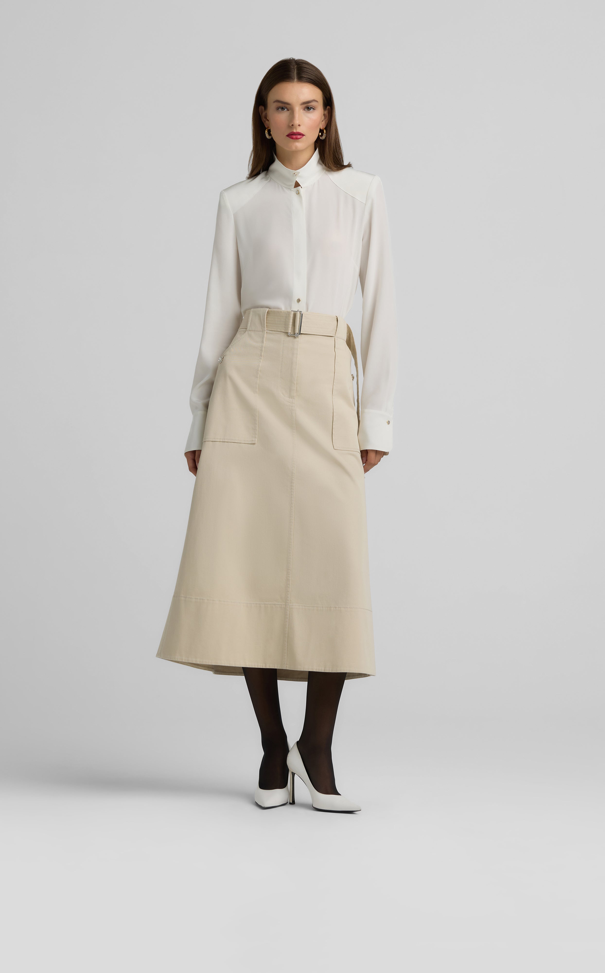 ok.soon suede midi skirt khaki サイズ2 最新作の ok.soon suede midi skirt khaki サイズ2 スカート