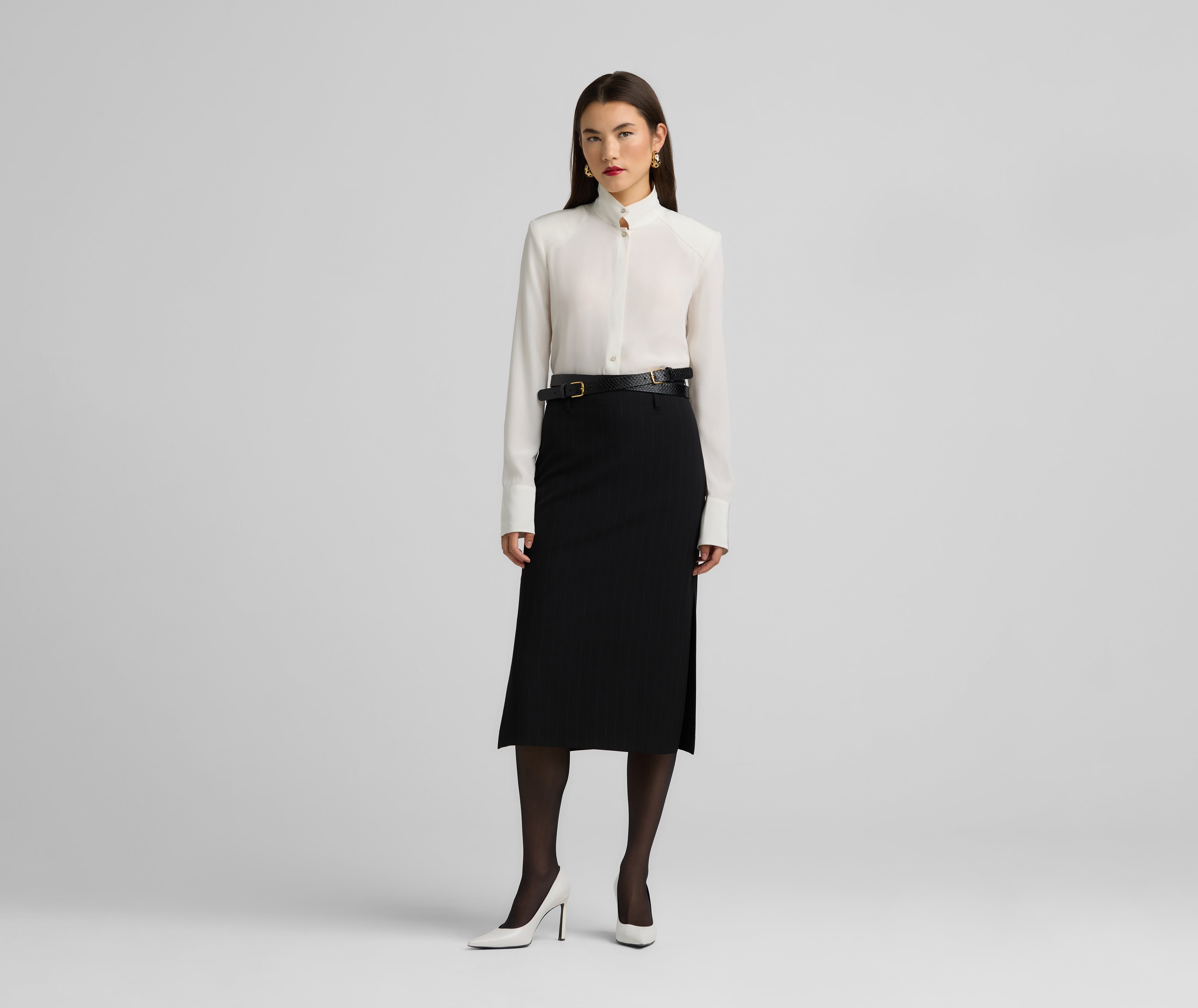 ★2025SS新作★CLUT STUDIO★Pinstripe Skirt with Shorts Designer fashion, Seoul-fully created | W Concept