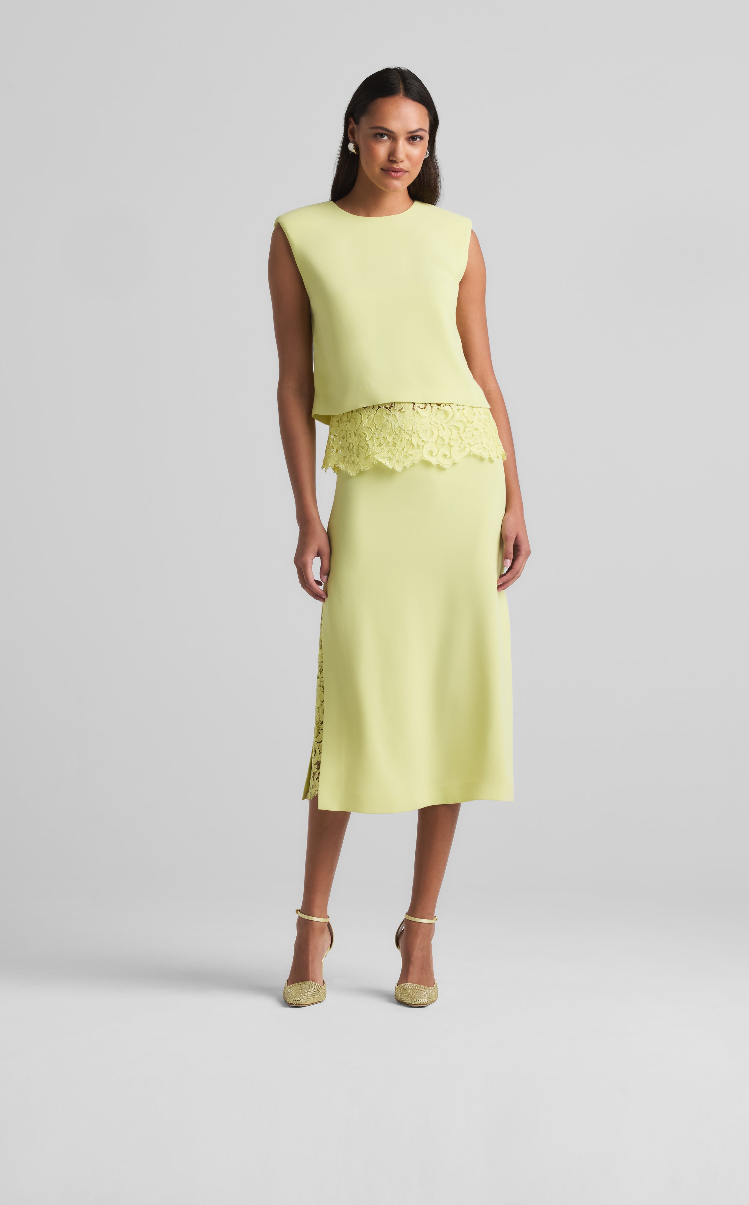 Crepe and Lace Skirt – St. John Knits
