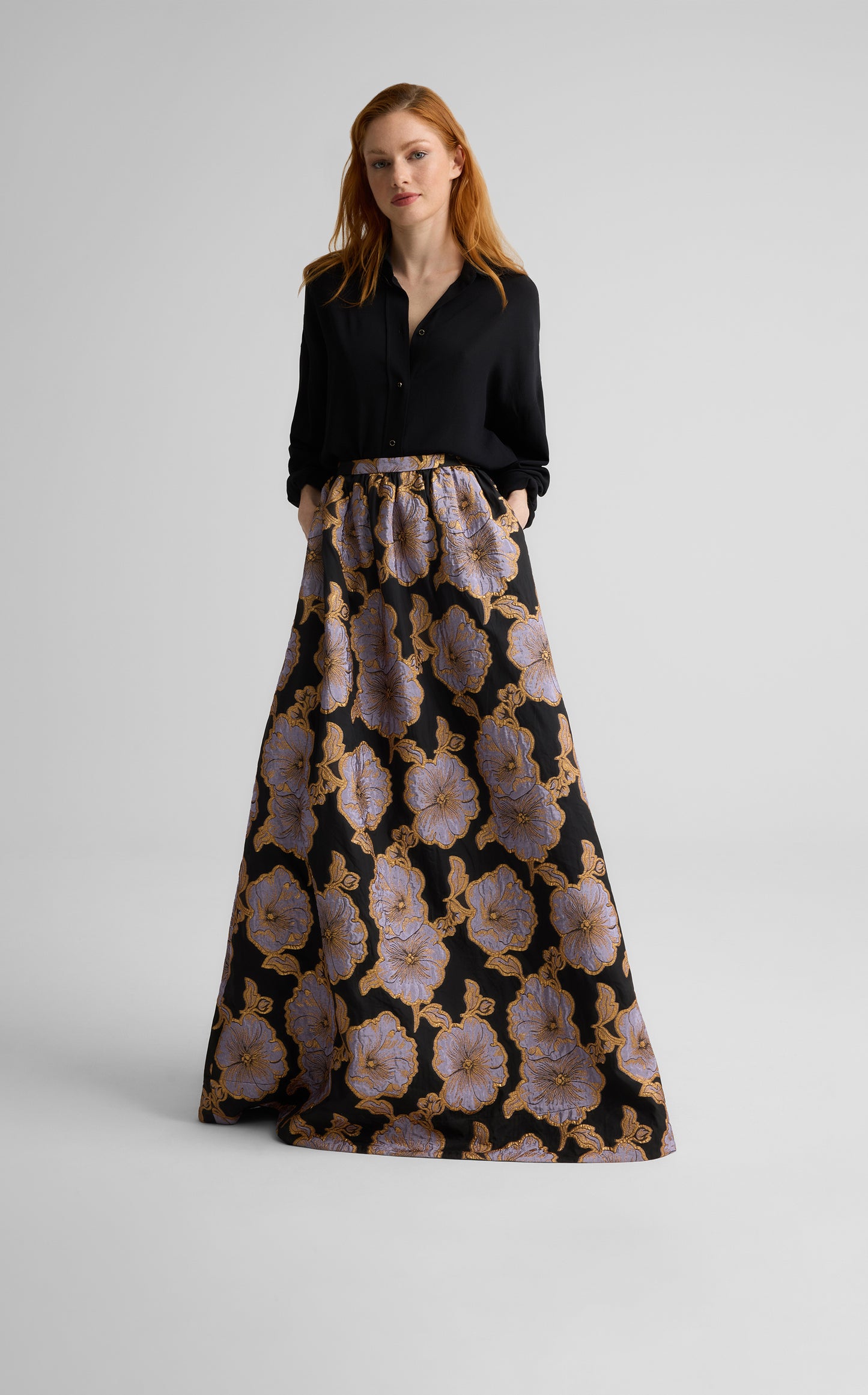 Bethany Skirt in Poppy Floral Jacquard