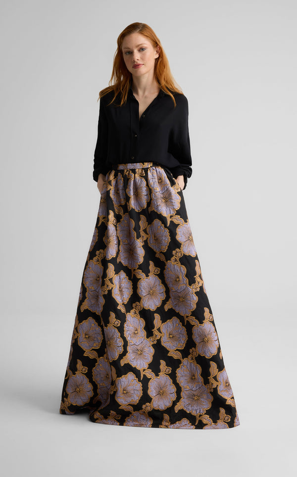 Bethany Skirt in Poppy Floral Jacquard