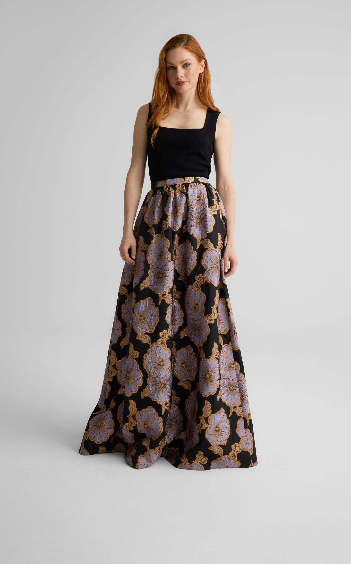 Bethany Skirt in Poppy Floral Jacquard