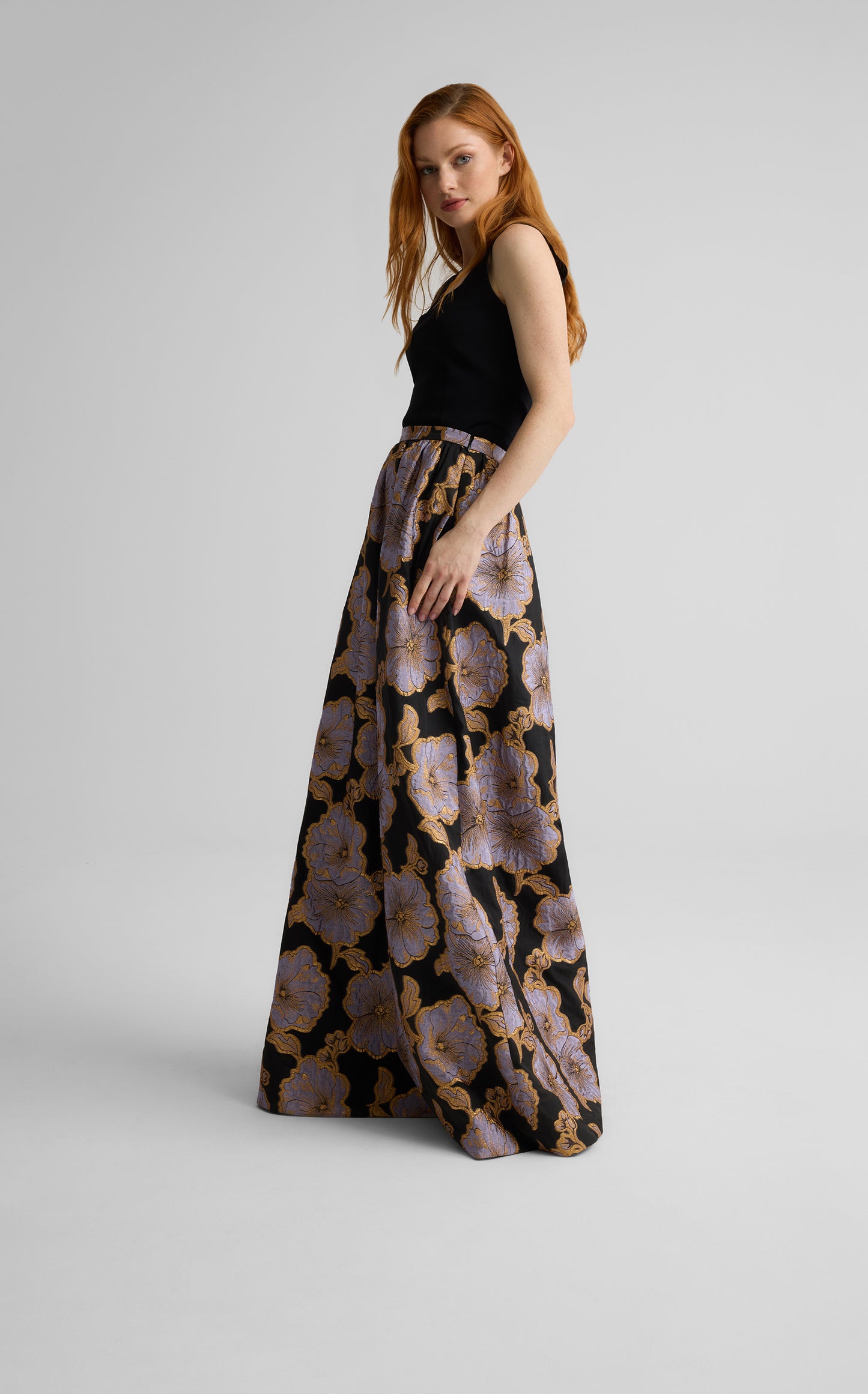 Bethany Skirt in Poppy Floral Jacquard
