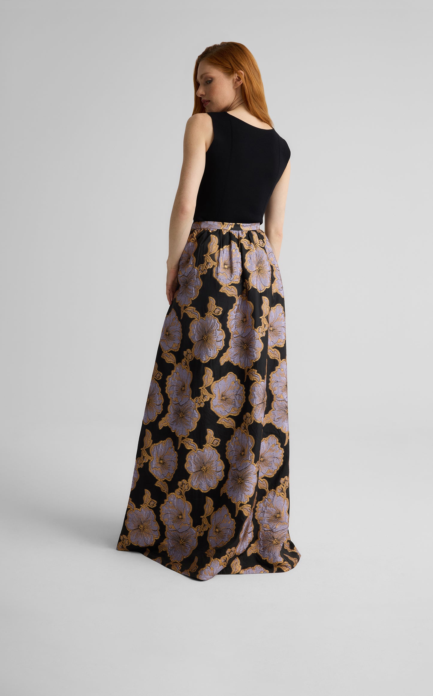 Bethany Skirt in Poppy Floral Jacquard