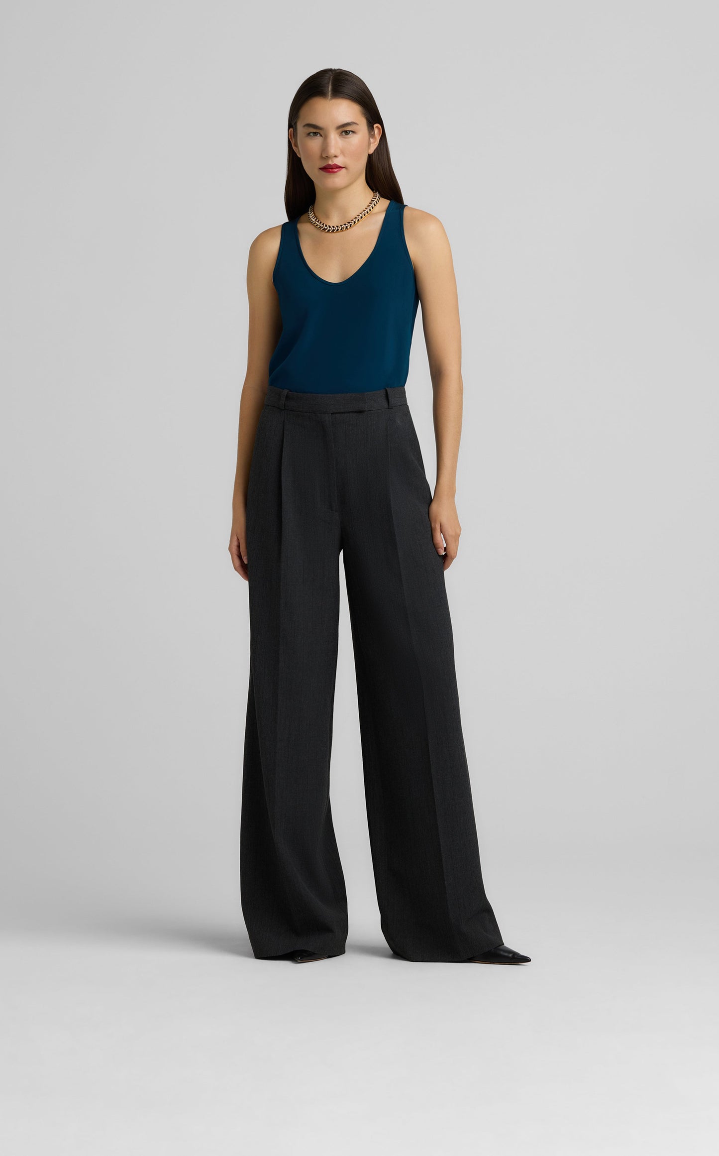 Silk Crepe de Chine Shell - Juniper
