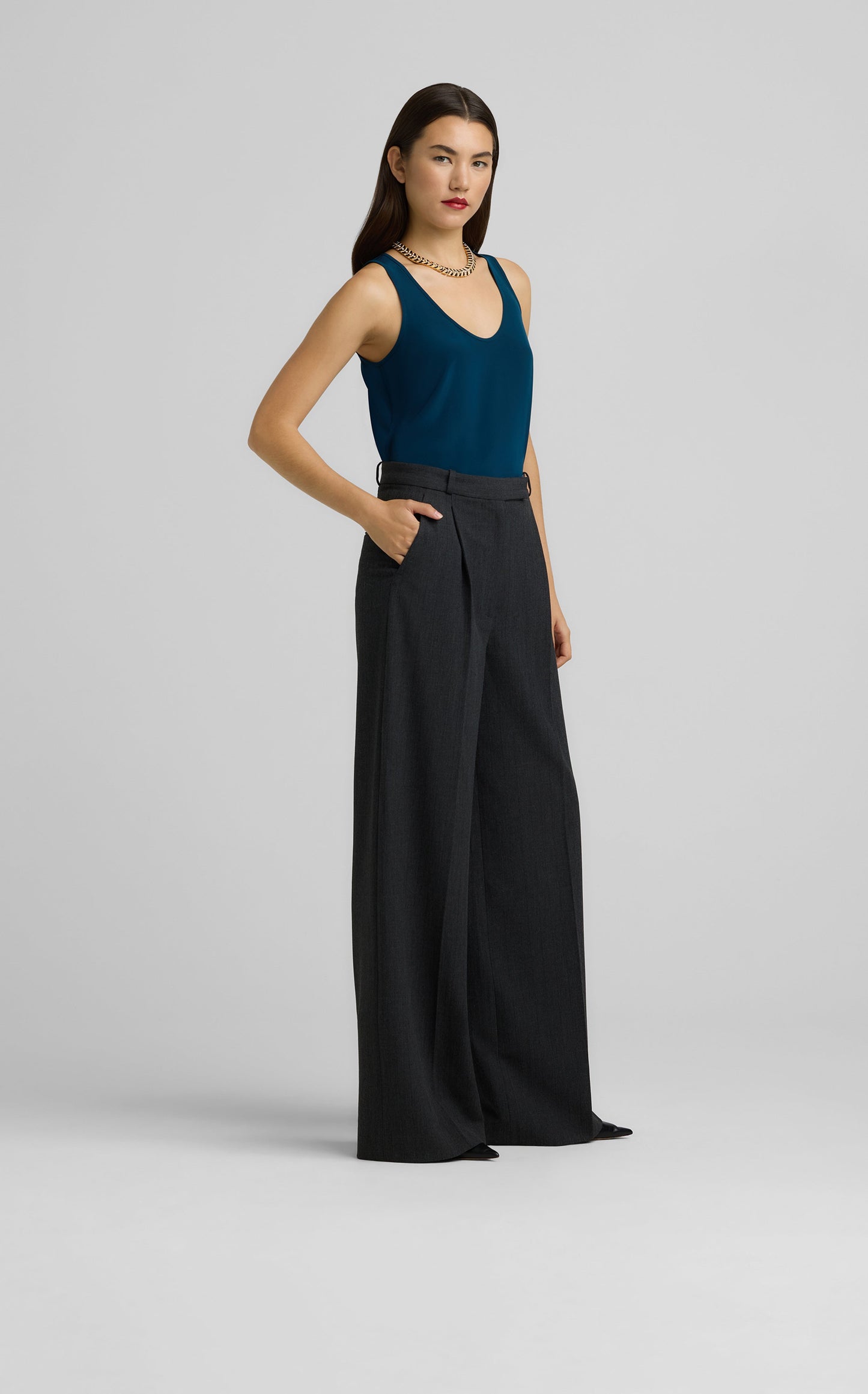 Silk Crepe de Chine Shell - Juniper