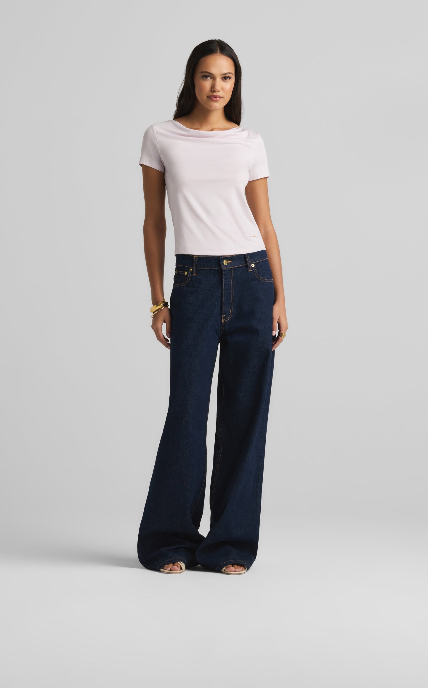 Polished Stretch Cowl Neck Top