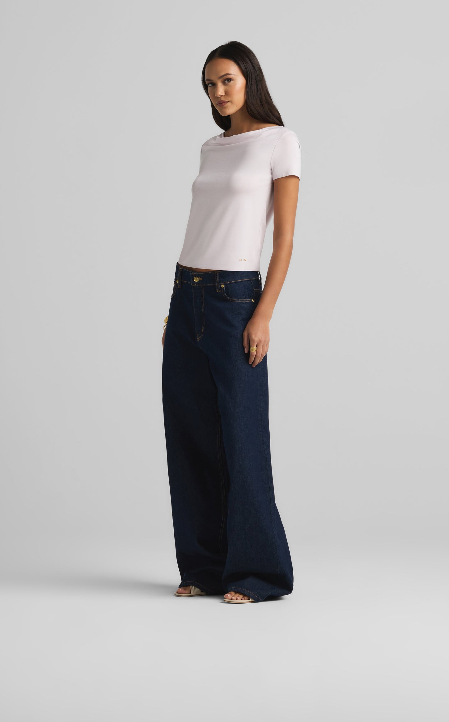 Polished Stretch Cowl Neck Top