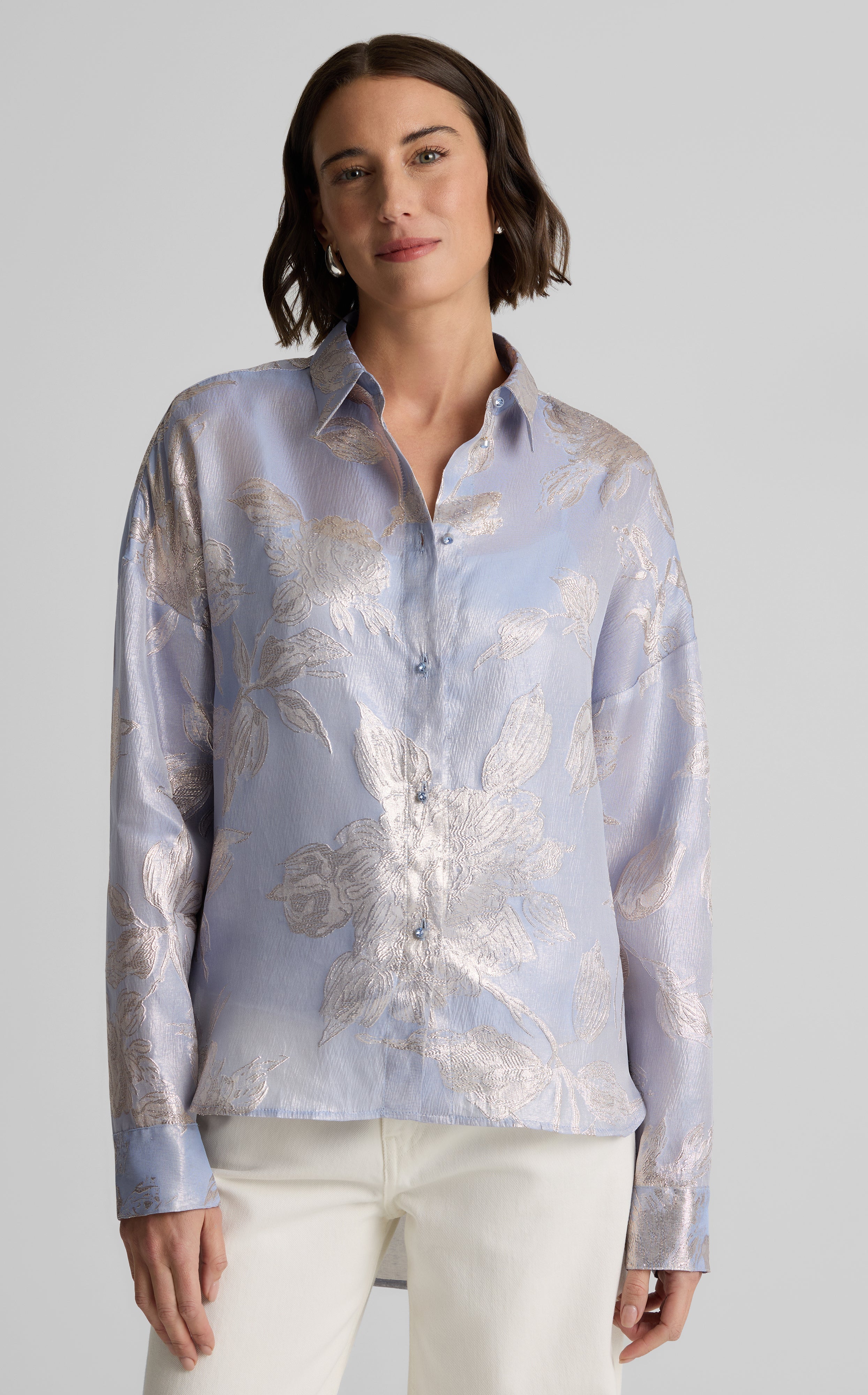 Sharon Top in Floral Jacquard – St. John Knits