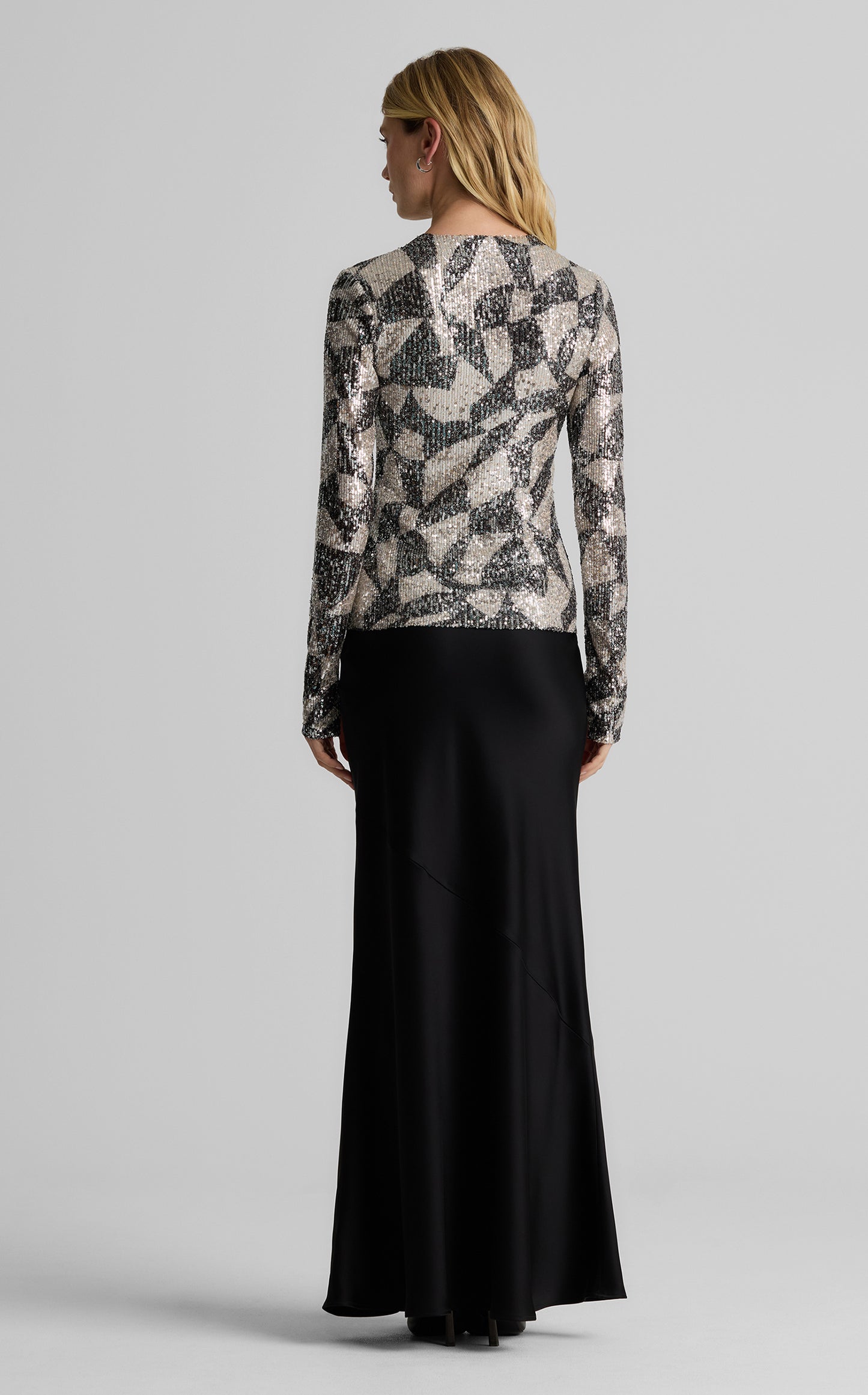 Megan Top in Stretch Geo Paillettes