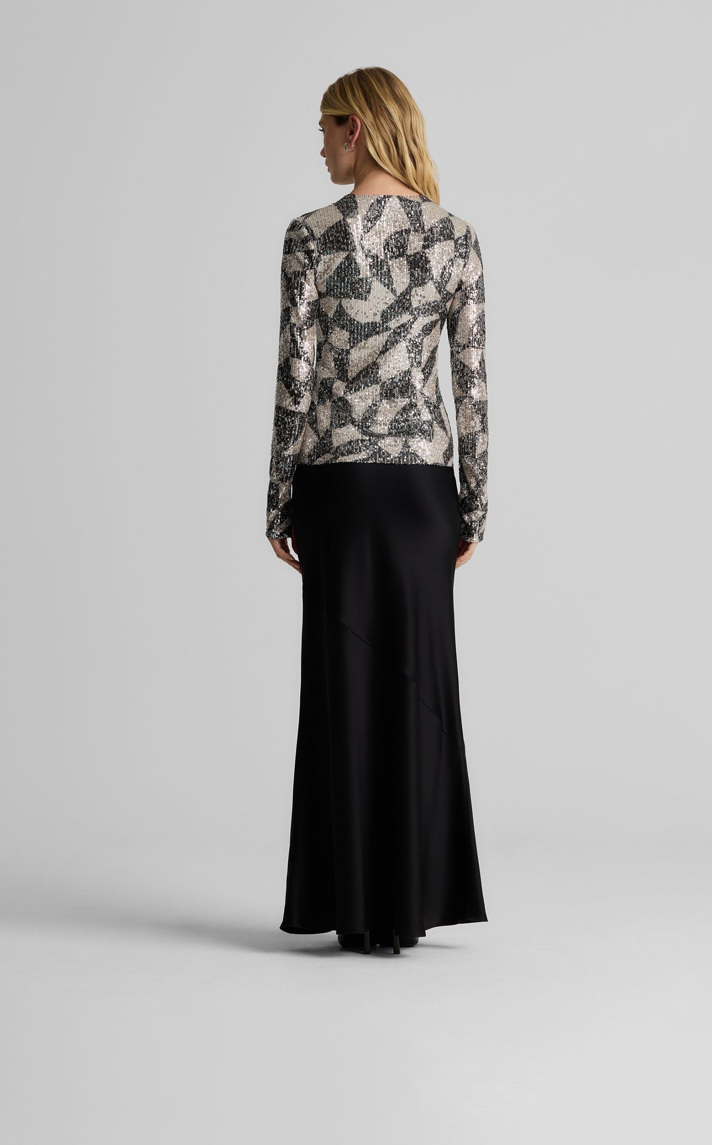 Megan Top in Stretch Geo Paillettes
