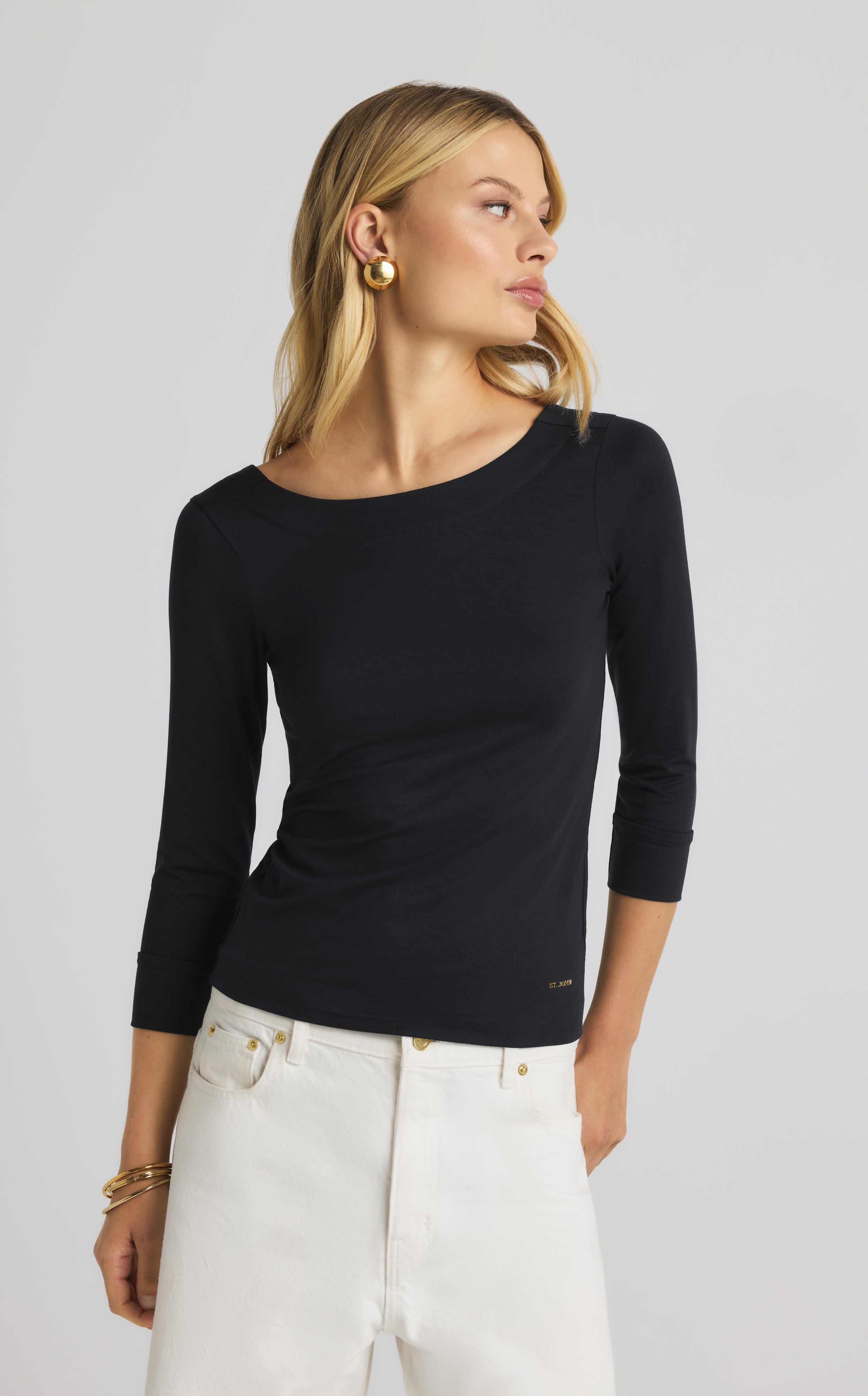 ST.JOHN◆トップス/10/--/BLK/無地 Shop Women's Tops & Shells – St. John Knits