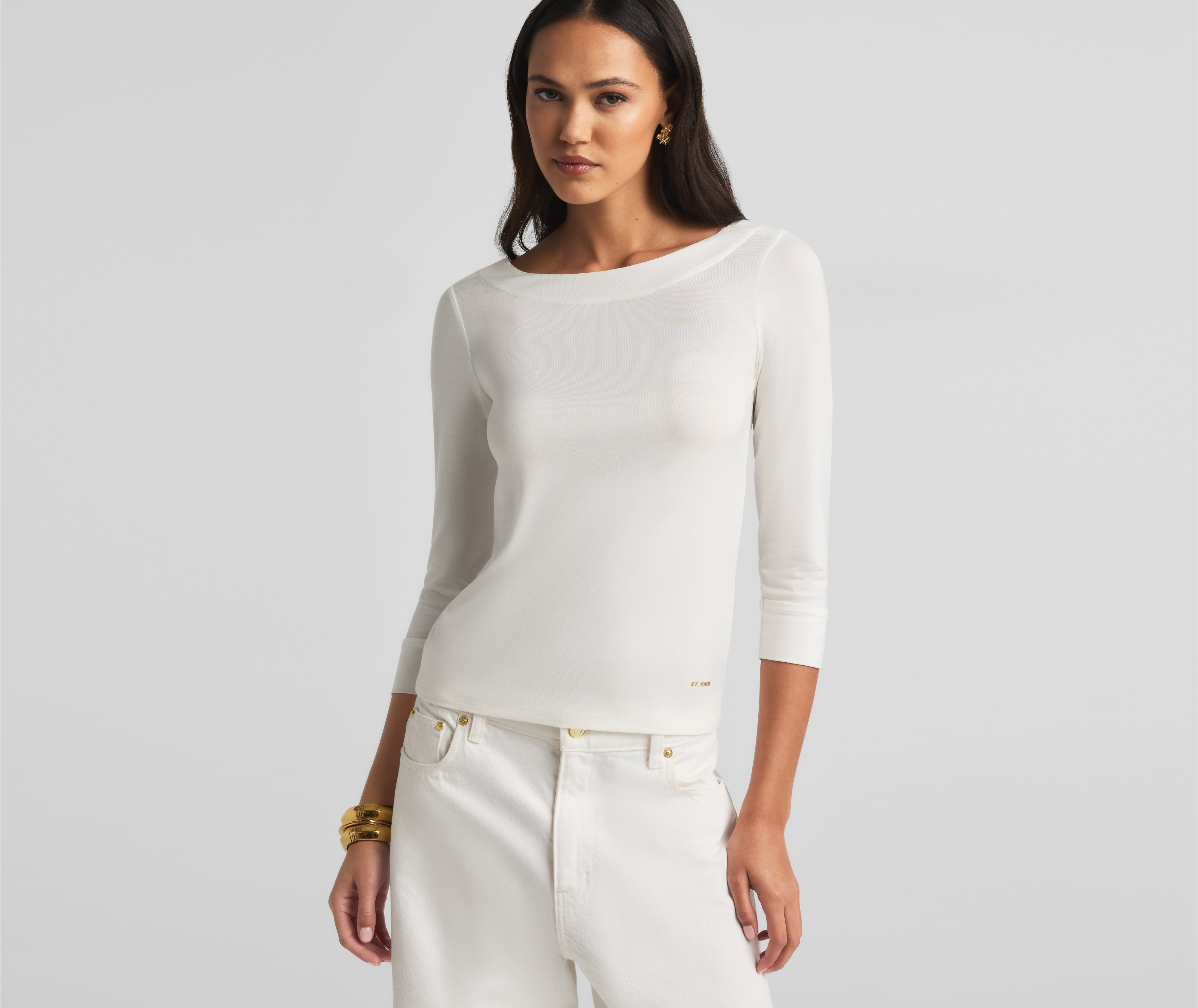 【INCHANT ME】Surgical Boatneck Long Knit T-Shirt Bone Neck Bamboo Boat Neck Knit T-Shirt (5C) - INCHANT ME
