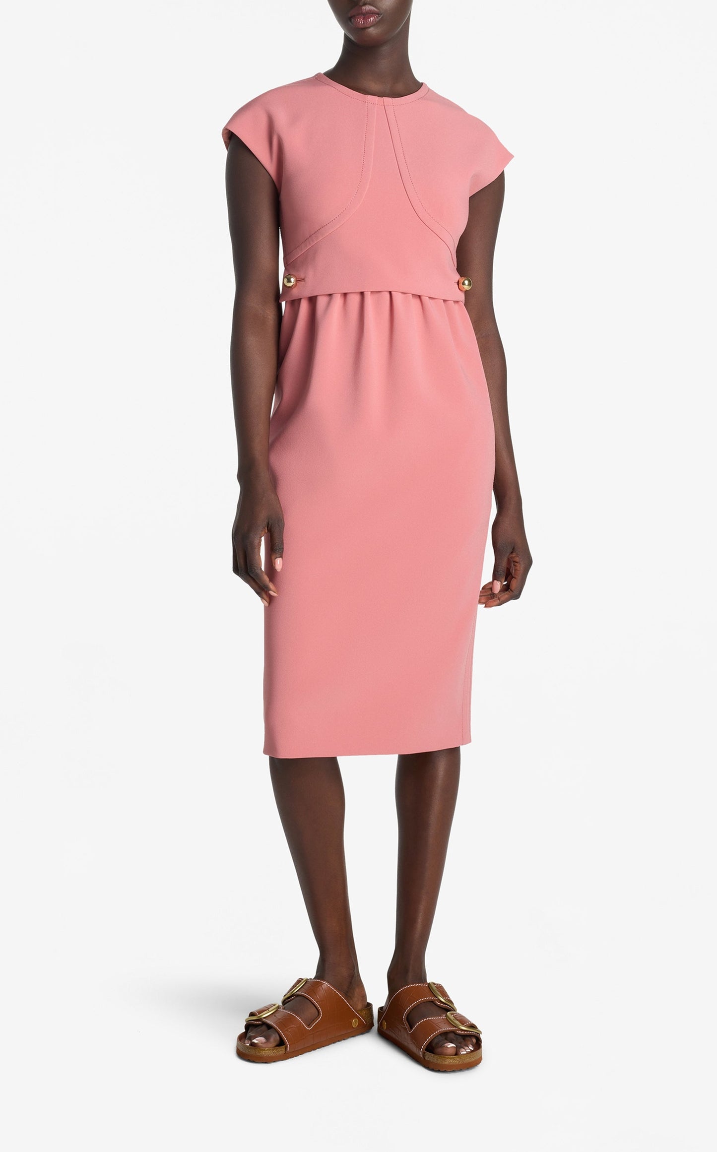 Stretch Cady Cap Sleeve Dress