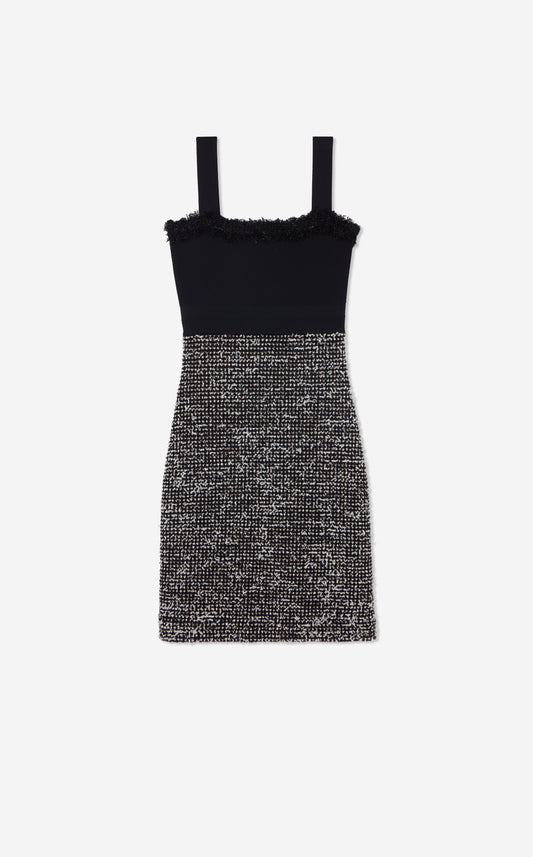 Mixed Media Tweed Knit Dress