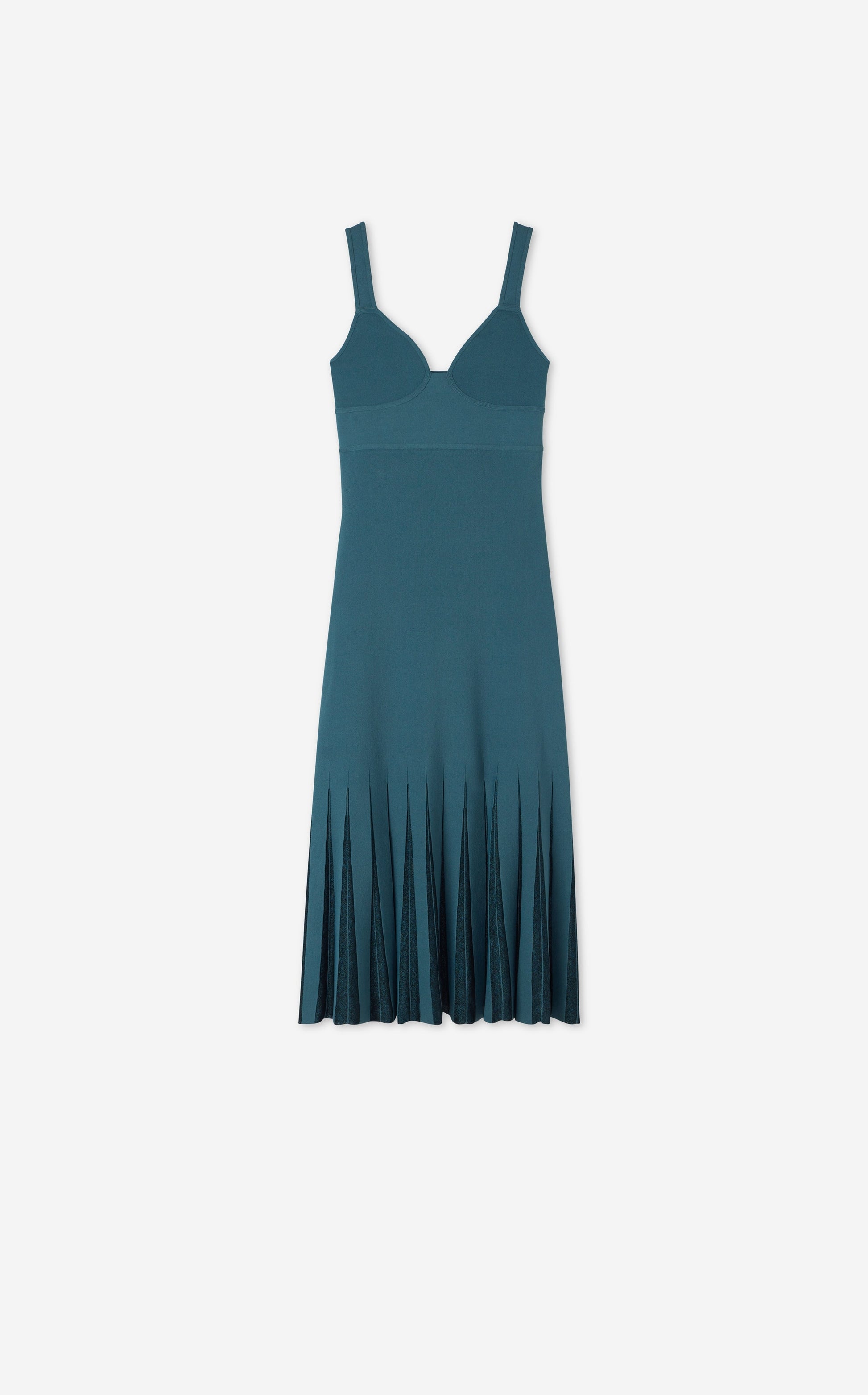 Stretch Viscose Knit Dress with Sheer Pleats