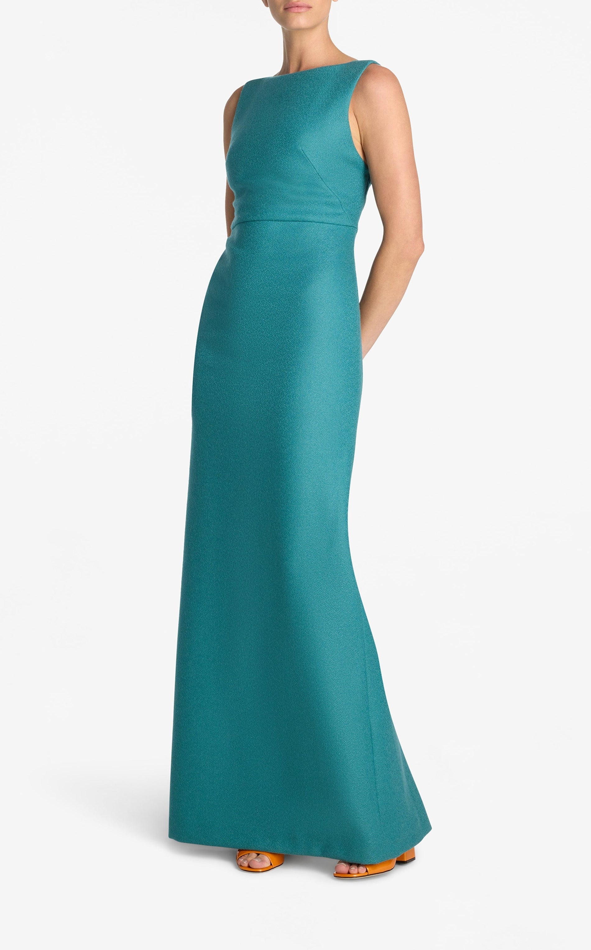 Textured Wool Cowl Back Gown