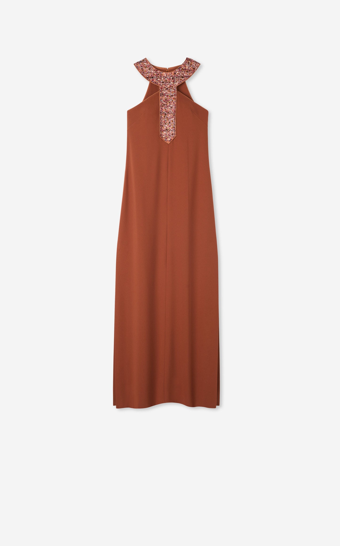 Satin Back Crepe Embellished Collar Dress