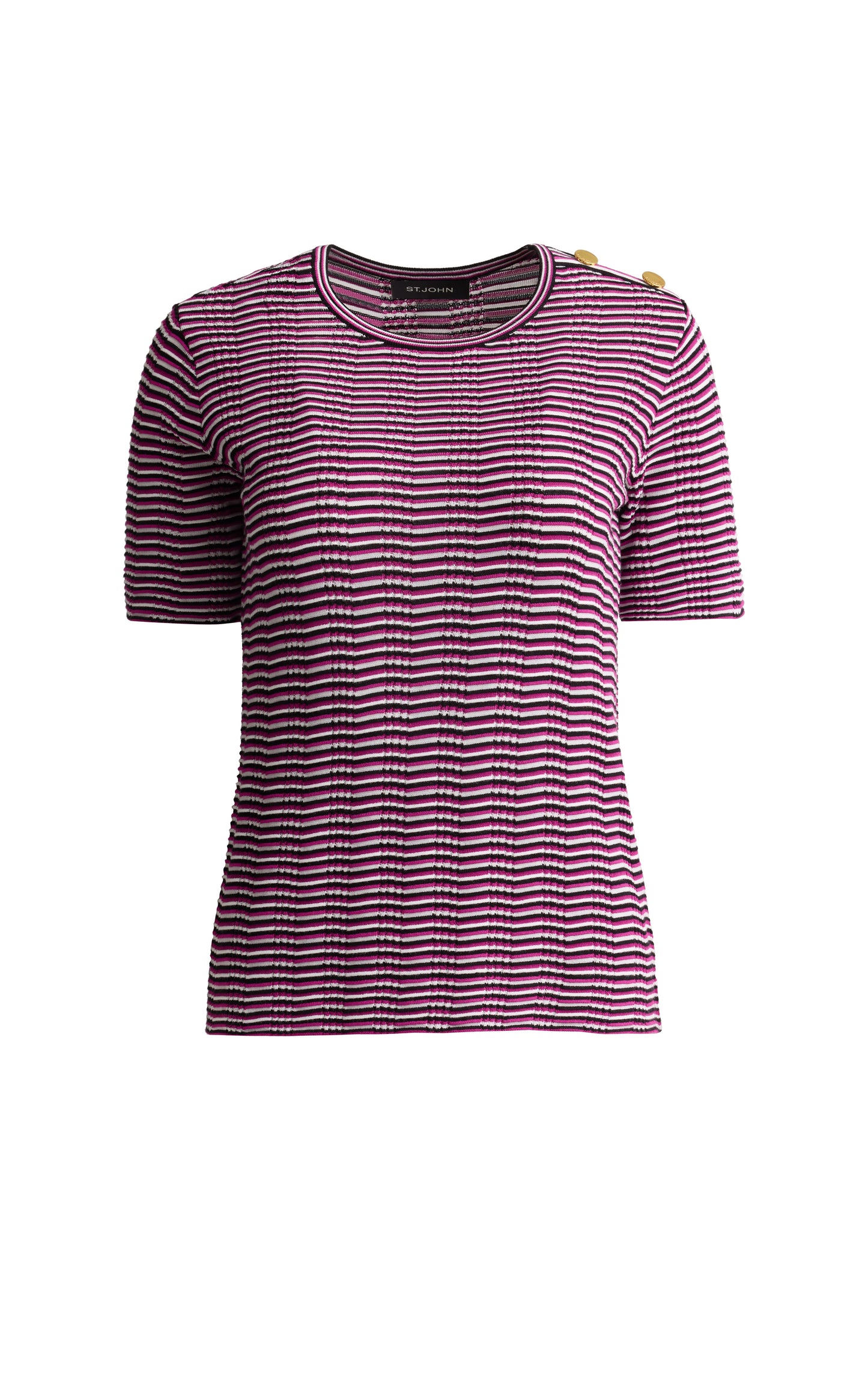 Color Reverse Rib Knit Short Sleeve Top