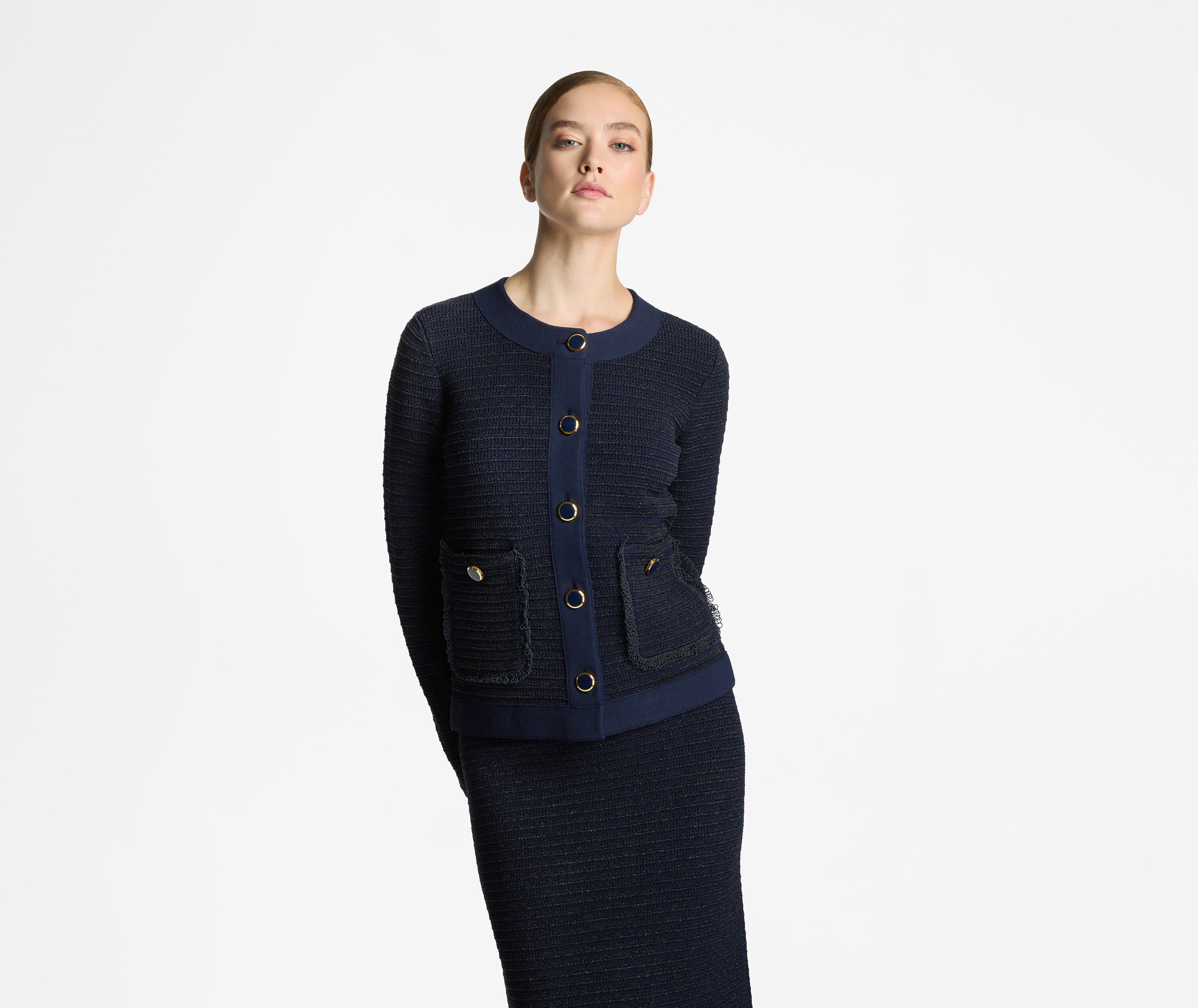 Fringe Knit Short Jacket – St. John Knits