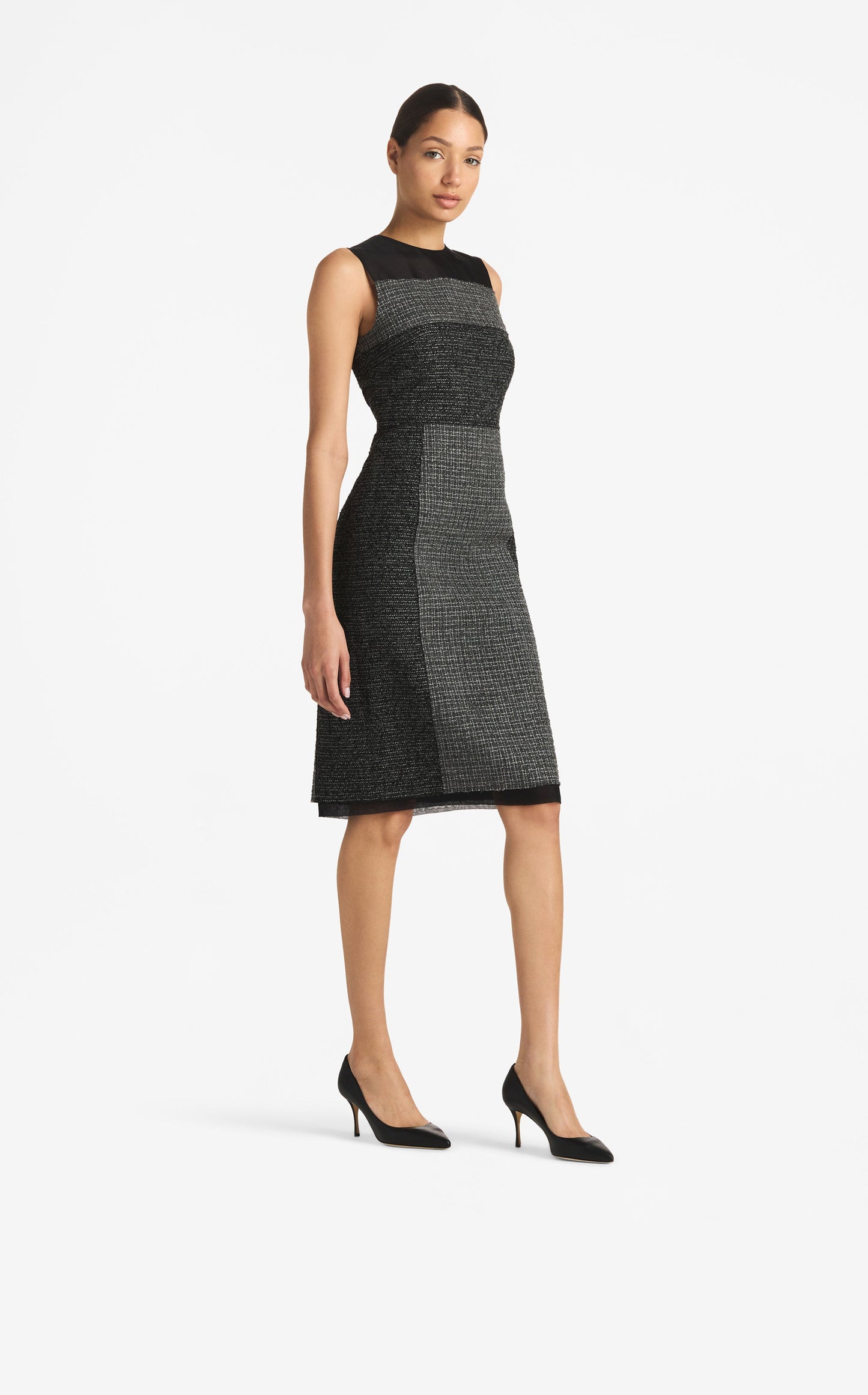 Micro Pattern Tweed Dress