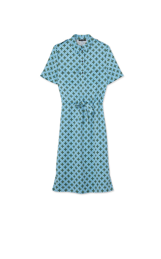 Printed Tile Short Sleeve Dress