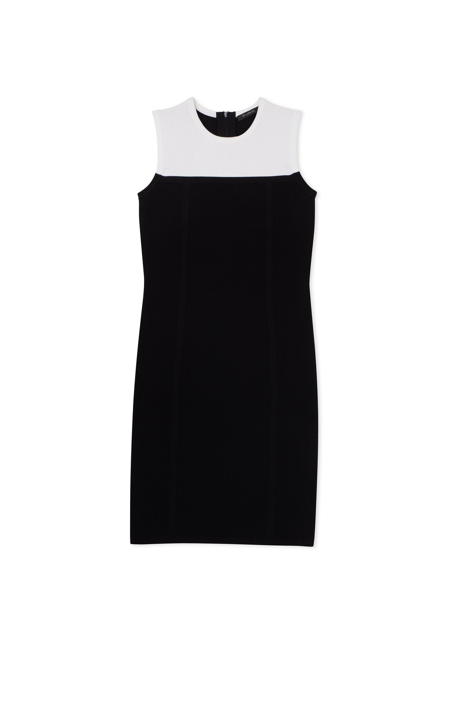 Colorblock Stretch Pique Knit Sleeveless Dress