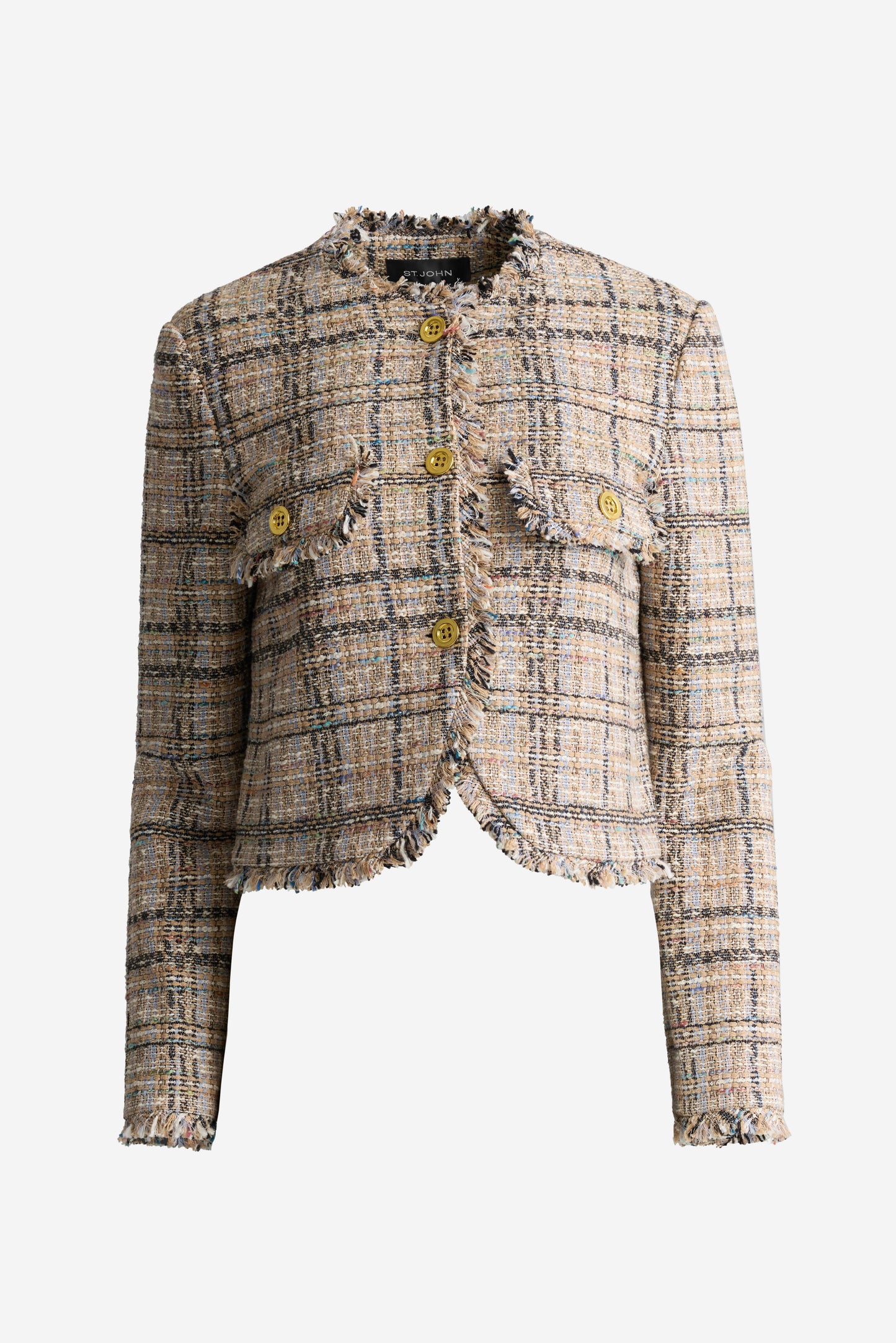 Ombre Soft Plaid Tweed Jacket