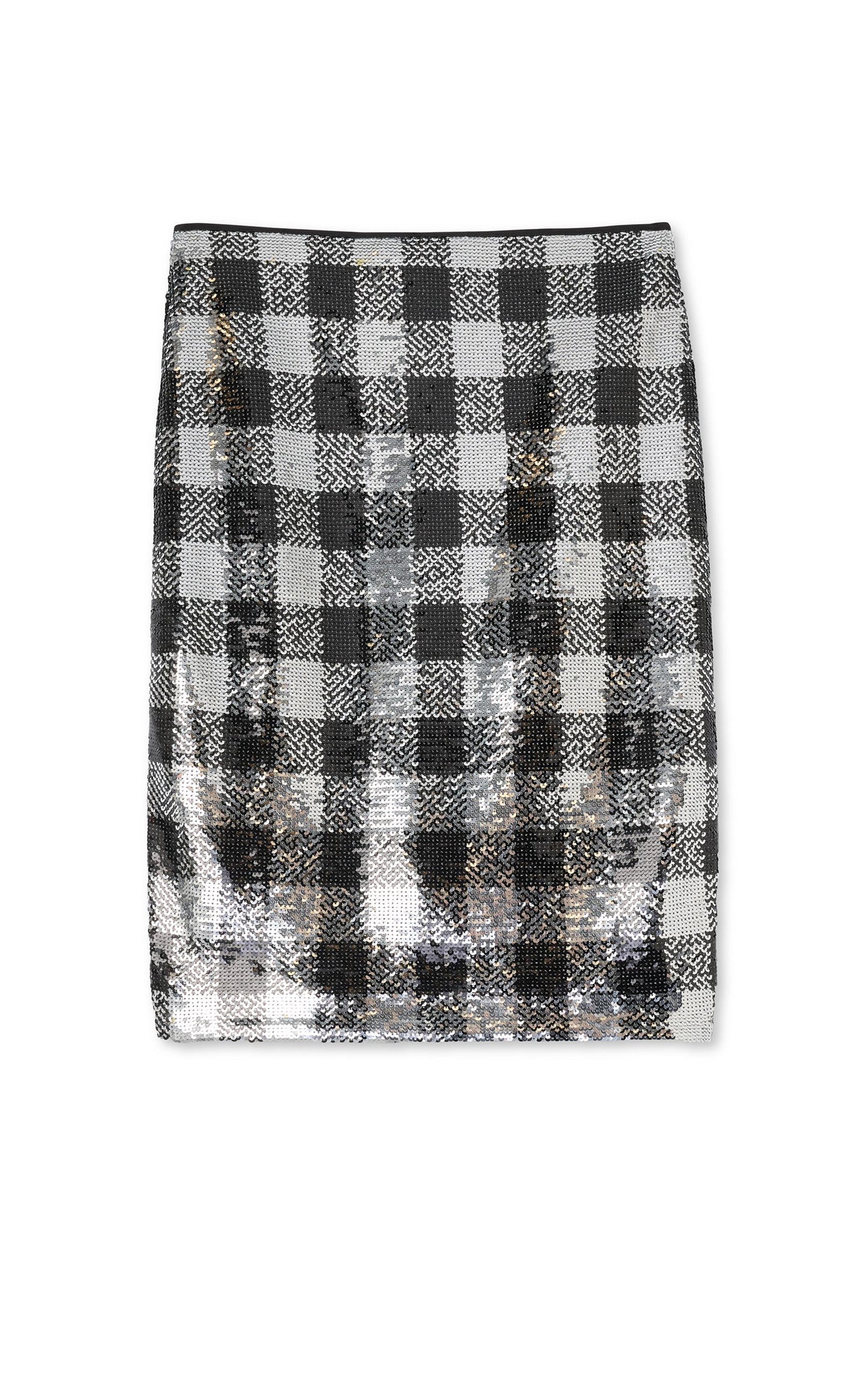 Sequin Plaid Embroidered Skirt